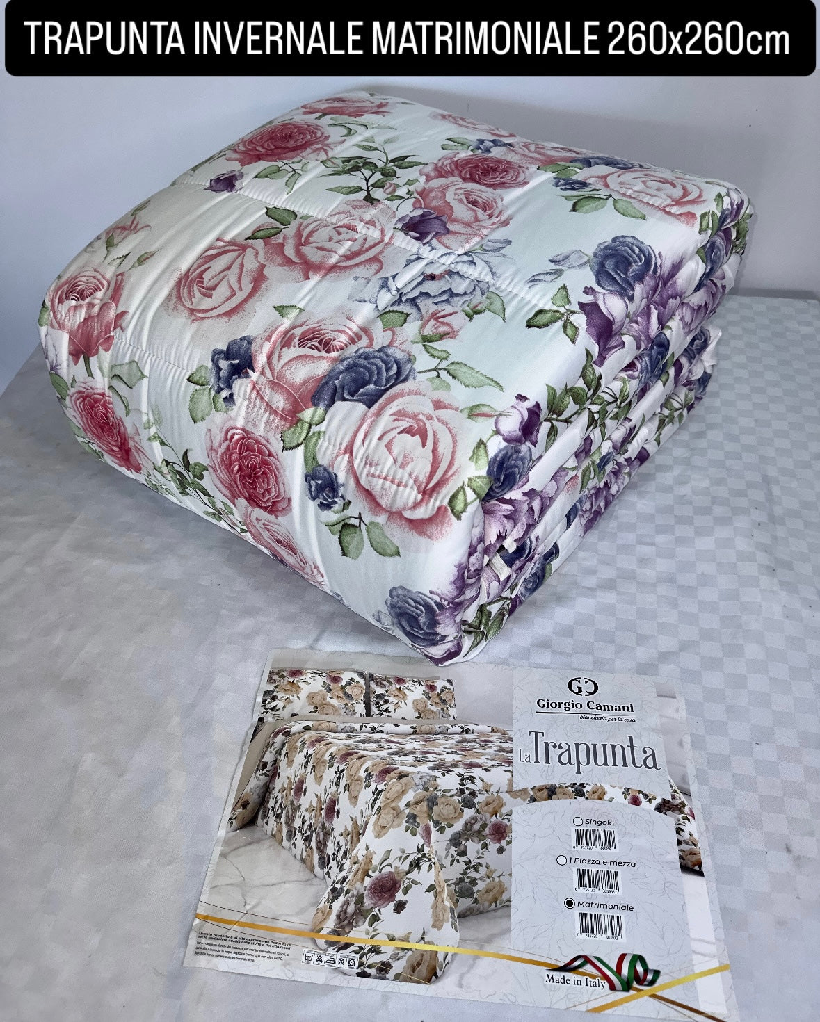 TRAPUNTA INVERNALE PER LETTO MATRIMONIALE 260x260cm