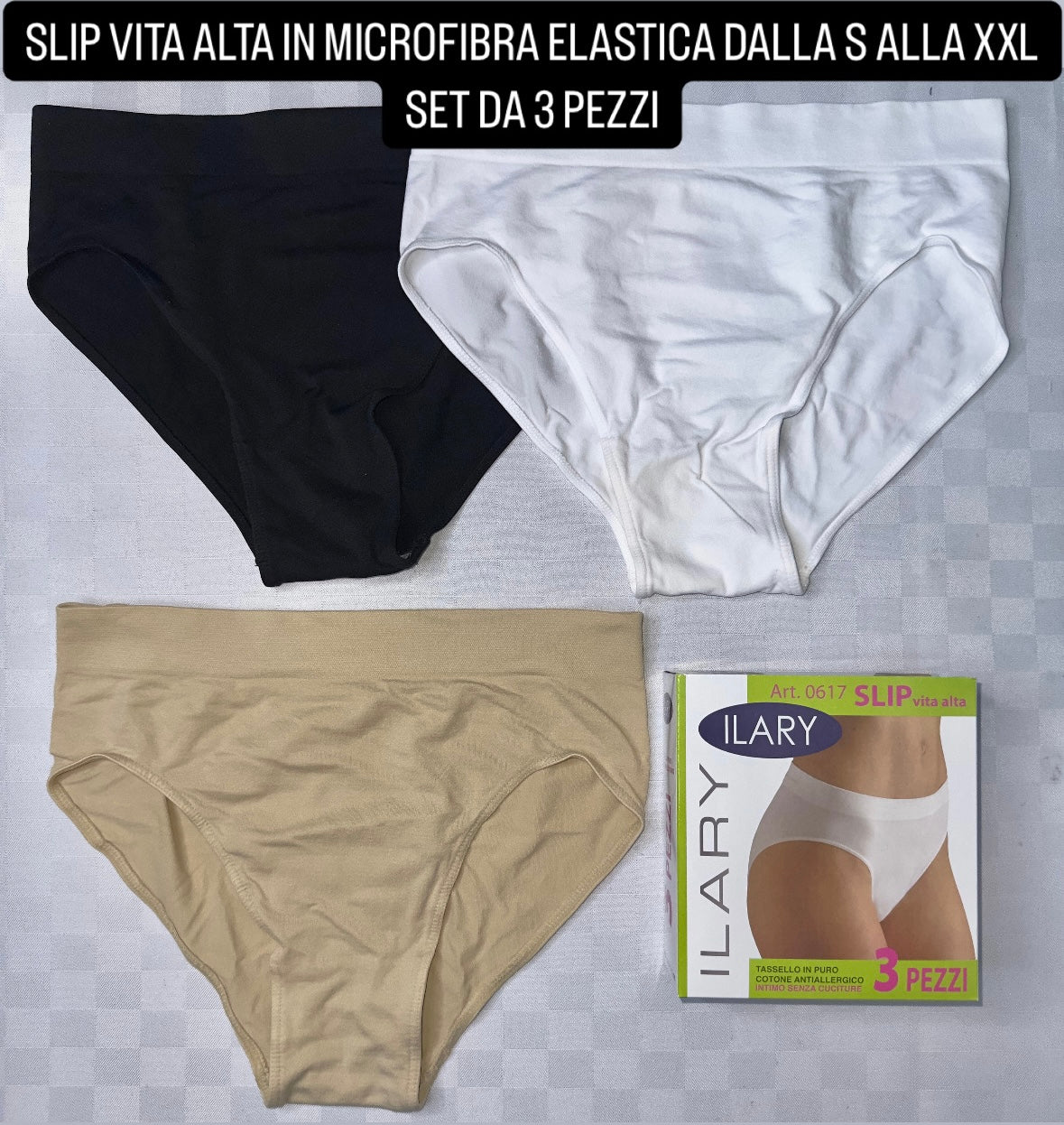 SLIP VITA ALTA IN MICROFIBRA ELASTICA SET DA 3 PEZZI