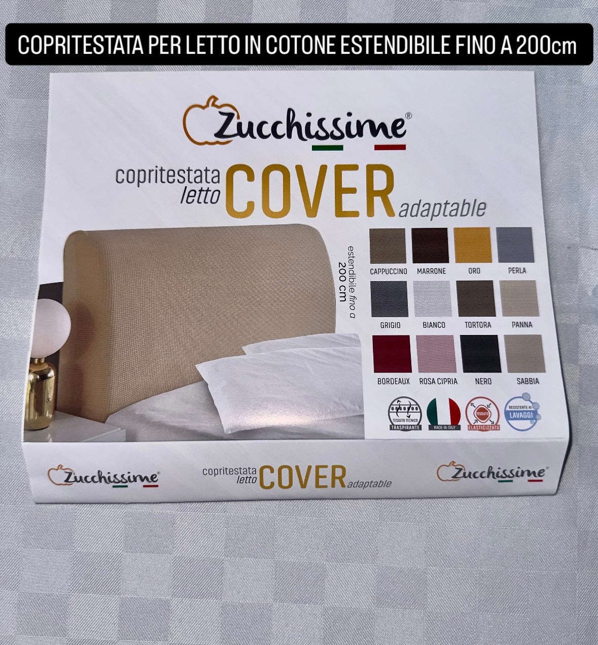 COPRITESTATA PER LETTO IN COTONE ESTENDIBILE FINO A 200cm