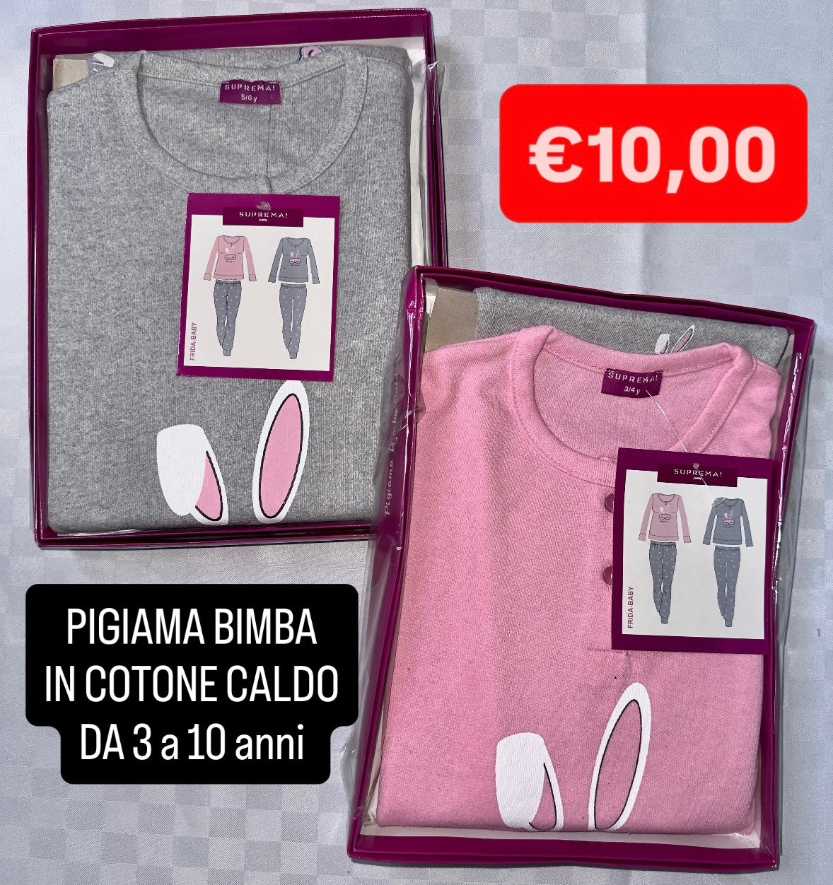 PIGIAMA BIMBA IN COTONE CALDO Manica Lunga e Pantalone lungo