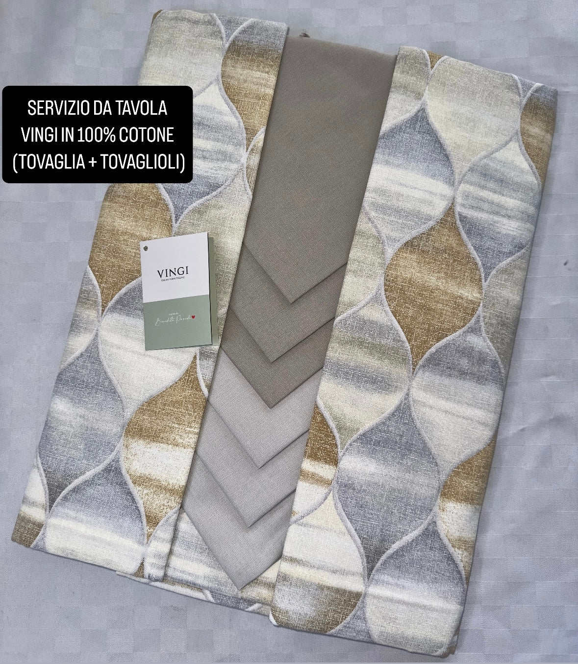 SERVIZIO DA TAVOLA VINGI TOVAGLIA E TOVAGLIOLI IN 100% COTONE