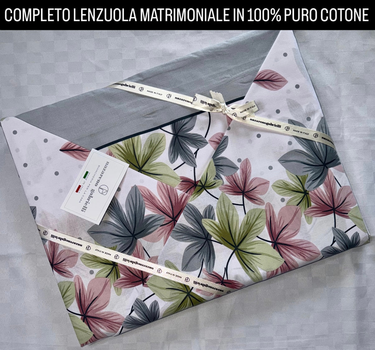 COMPLETO LENZUOLA MATRIMONIALE IN 100% PURO COTONE , contiene Lenzuolo sopra, Lenzuolo sotto con angoli e due Federe