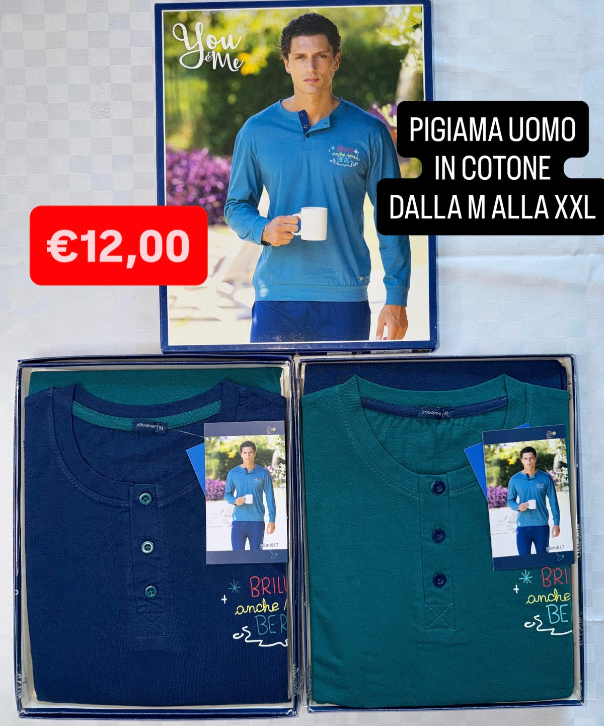 PIGIAMA UOMO IN COTONE Manica lunga e Pantalone lungo