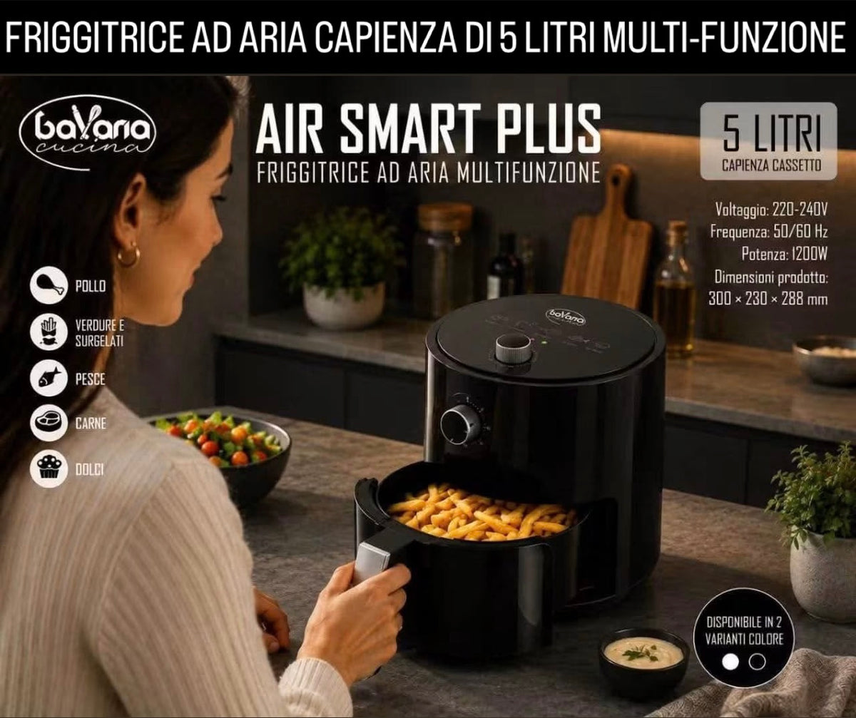 FRIGGITRICE AD ARIA capienza di 6 LITRI con diverse modalità di cottura (POTENZA 1200W)