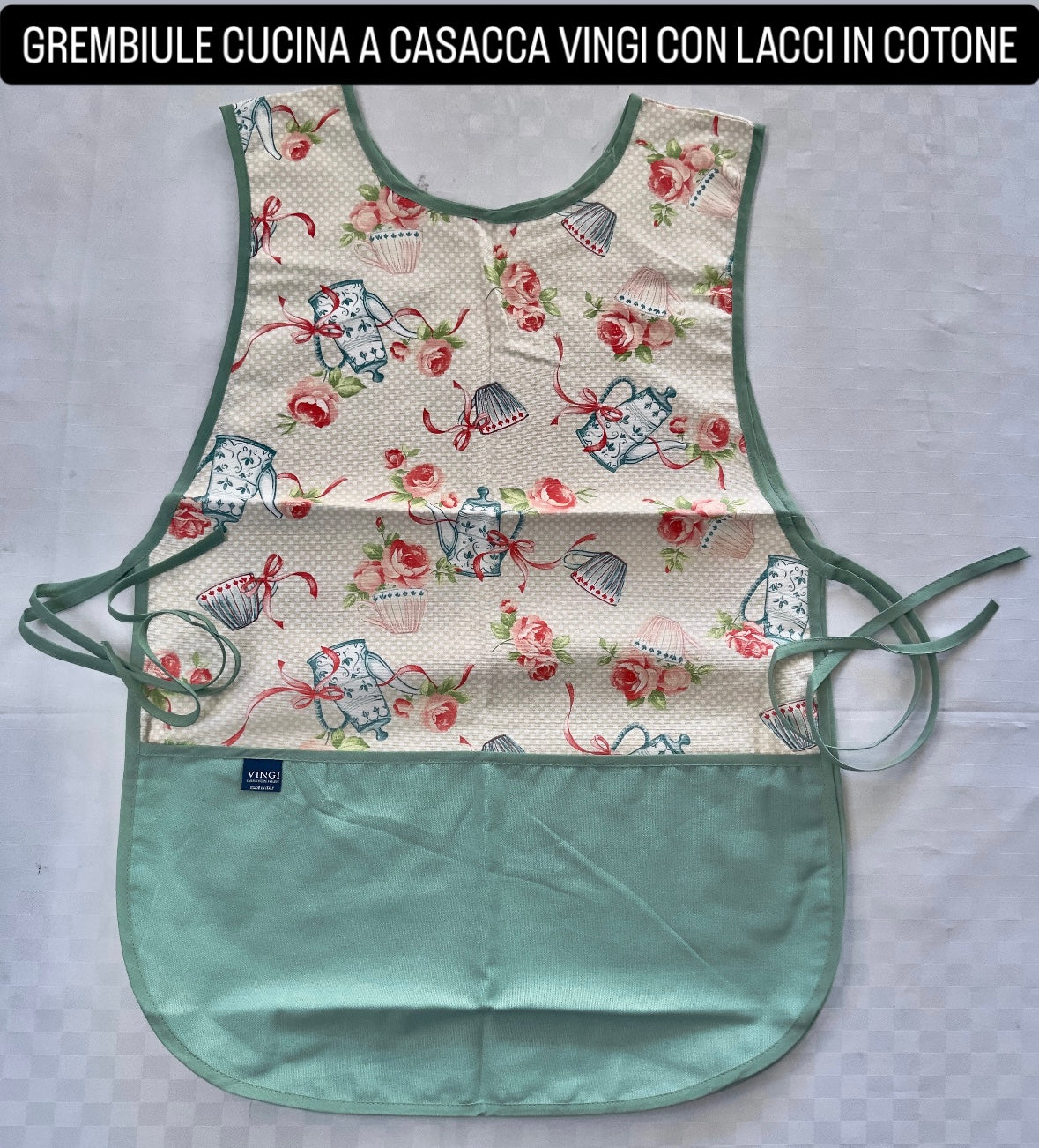 🧑🏽🍳GREMBIULE CUCINA A CASACCA VINGI CON LACCI IN COTONE!🧑🏽🍳