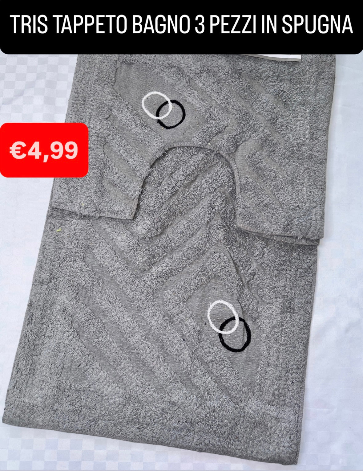 TRIS TAPPETO BAGNO 3 PEZZI IN SPUGNA