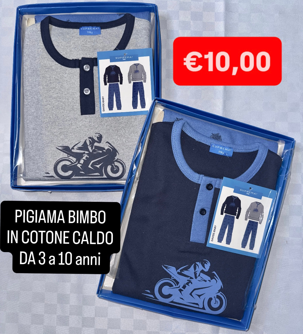 PIGIAMA BIMBO IN COTONE CALDO Manica Lunga e Pantalone lungo