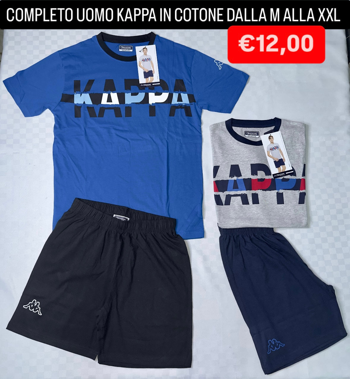 COMPLETO UOMO KAPPA MEZZA MANICA E PANTALONCINO IN COTONE