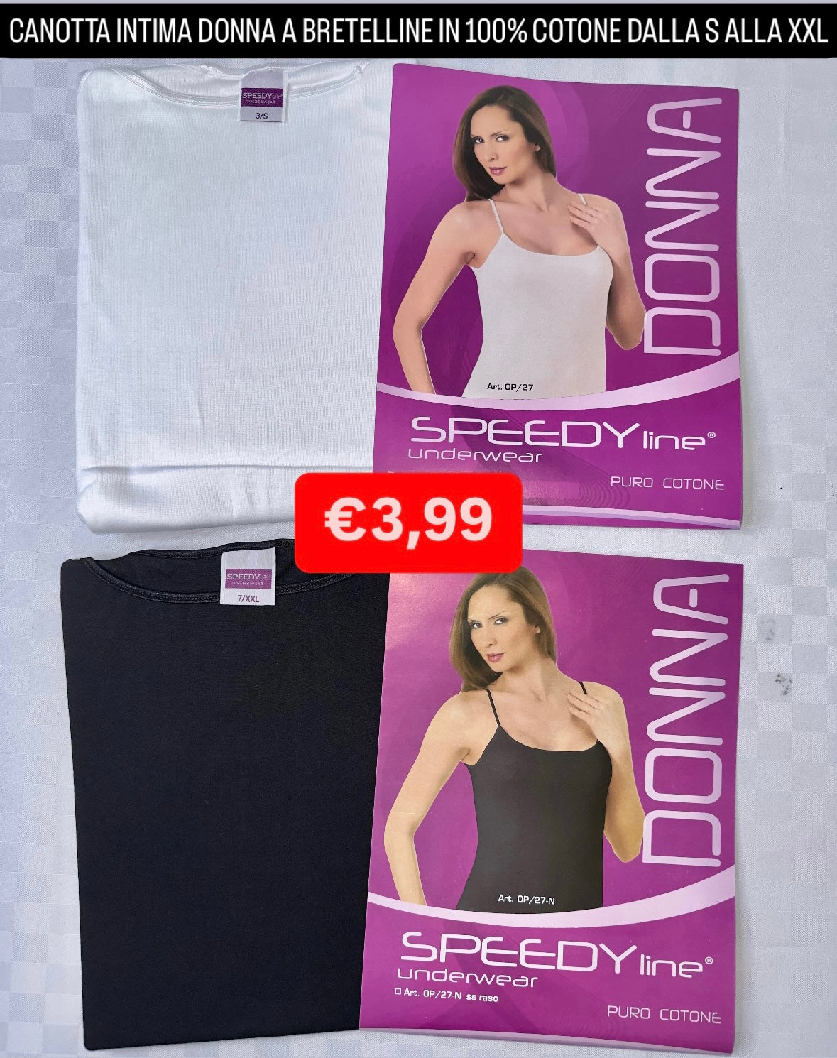 CANOTTA INTIMA DONNA A BRETELLINE IN 100% COTONE