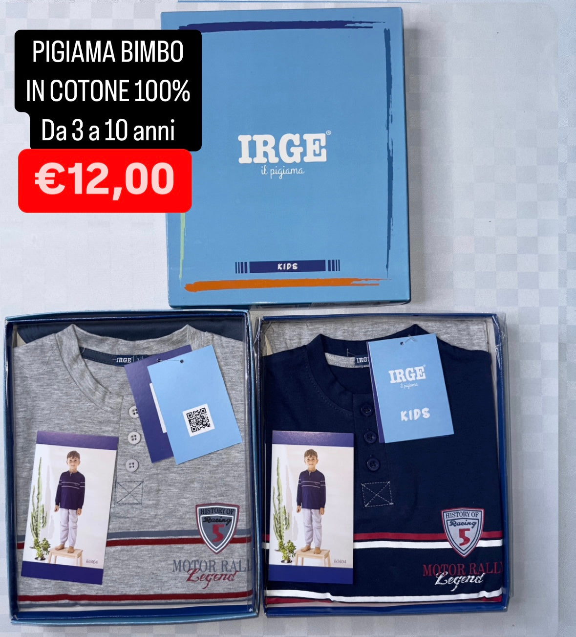 PIGIAMA BIMBO IN 100% COTONE MANICA LUNGA E PANTALONE LUNGO.
