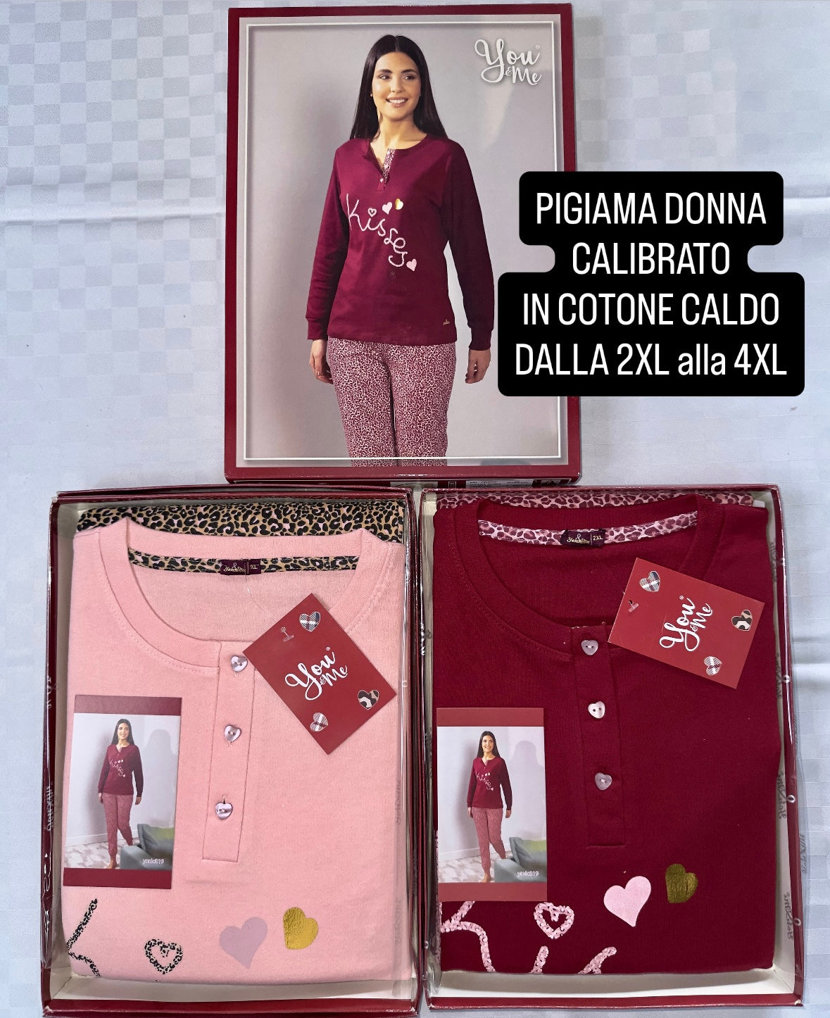 PIGIAMA DONNA CALIBRATO IN COTONE CALDO dalla 2XL alla 4XL