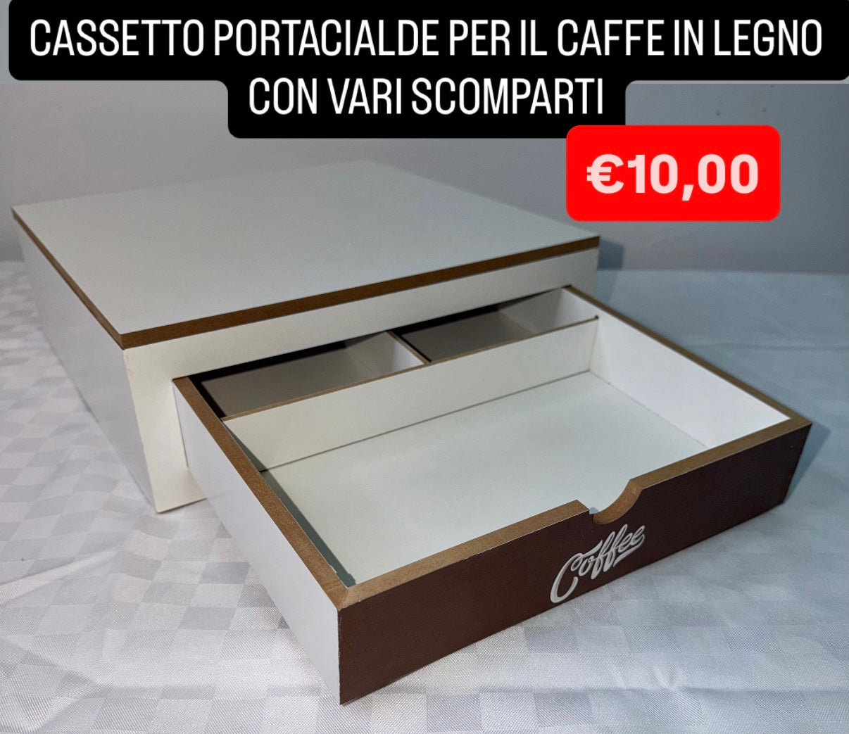 CASSETTO PORTACIALDE IN LEGNO CON VARI SCOMPARTI