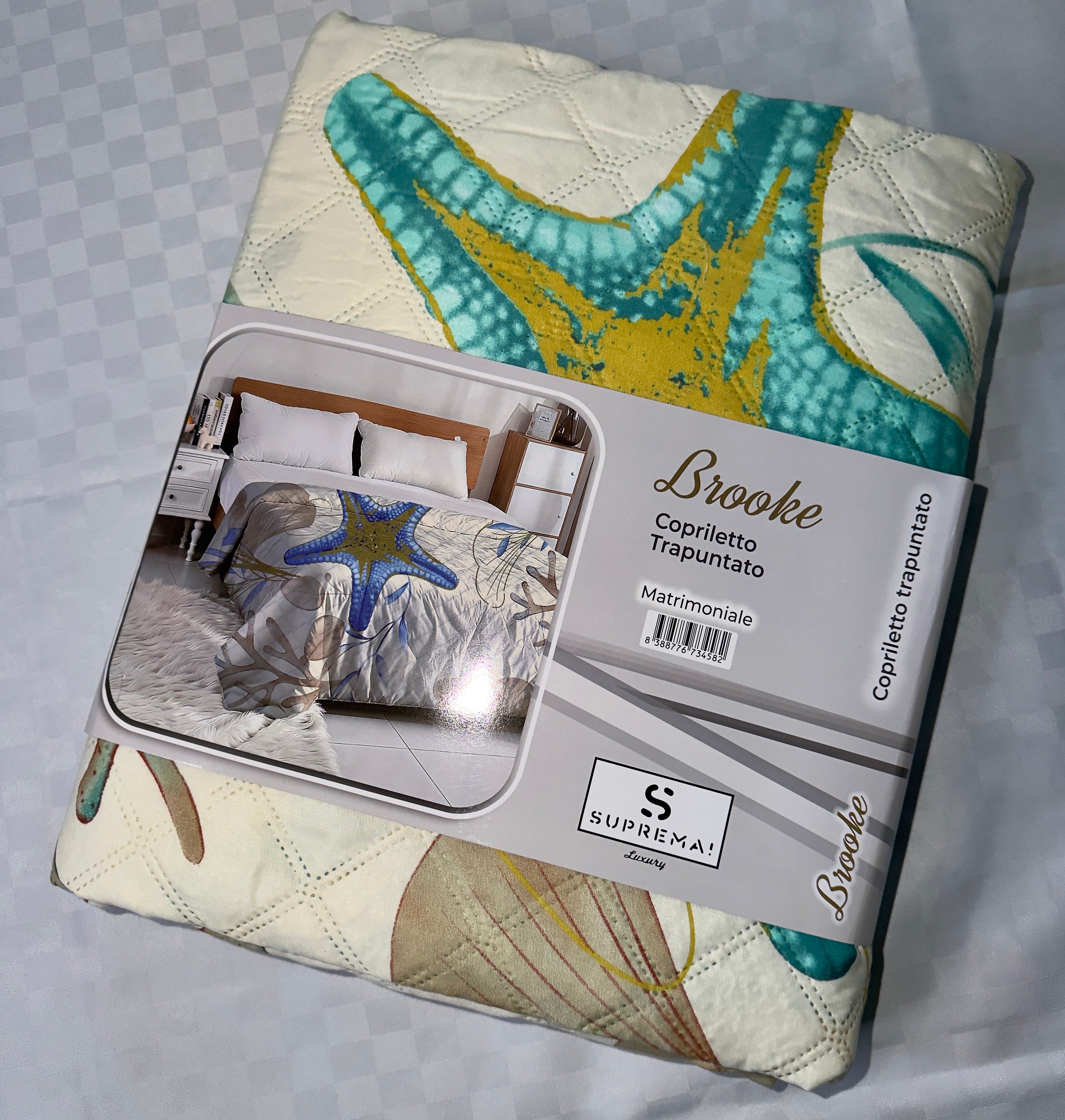 TRAPUNTINO PRIMAVERILE PER LETTO MATRIMONIALE misura 260x260cm fantasia Marina