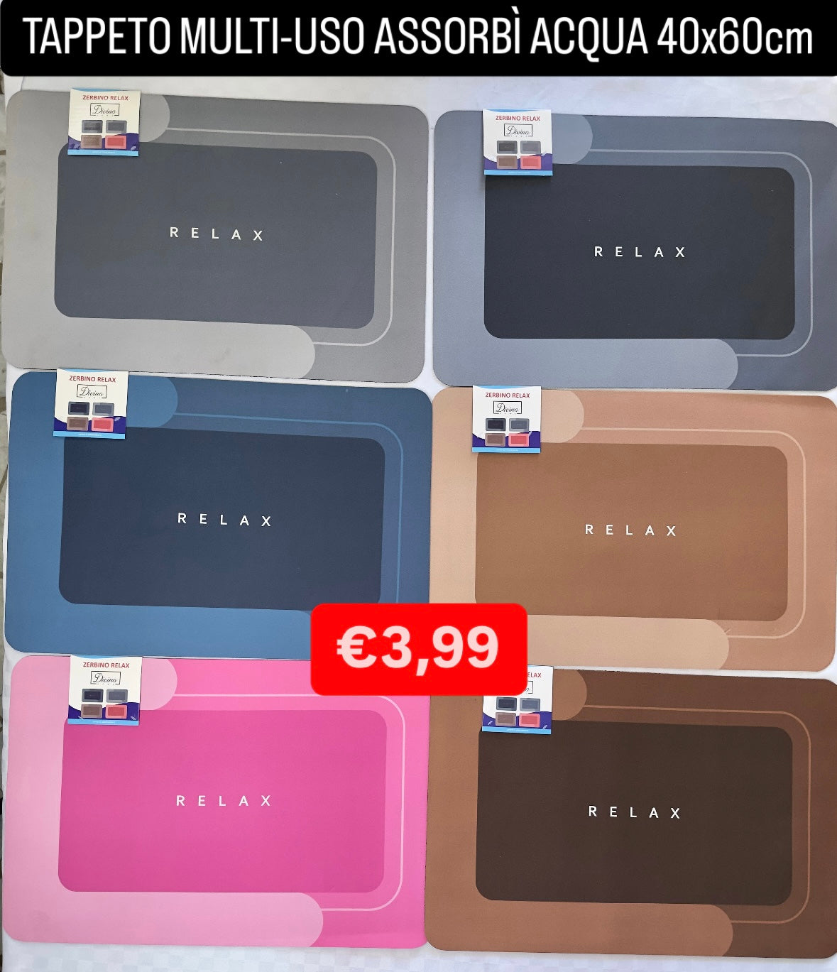 TAPPETO MULTI-USO ASSORBÌ ACQUA 40x60cm