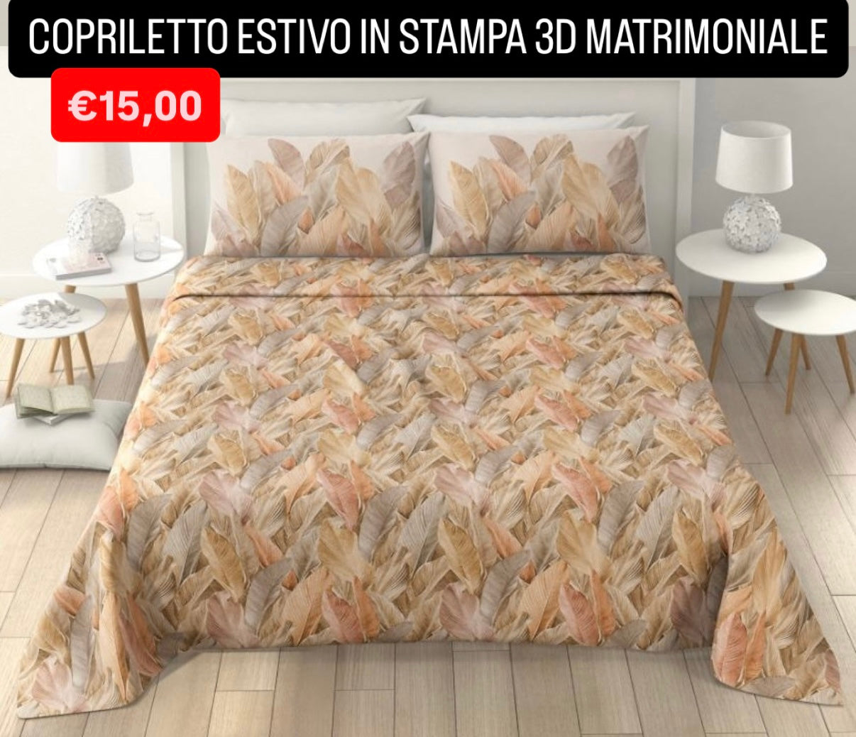COPRILETTO ESTIVO IN STAMPA 3D MATRIMONIALE misura 260x250cm