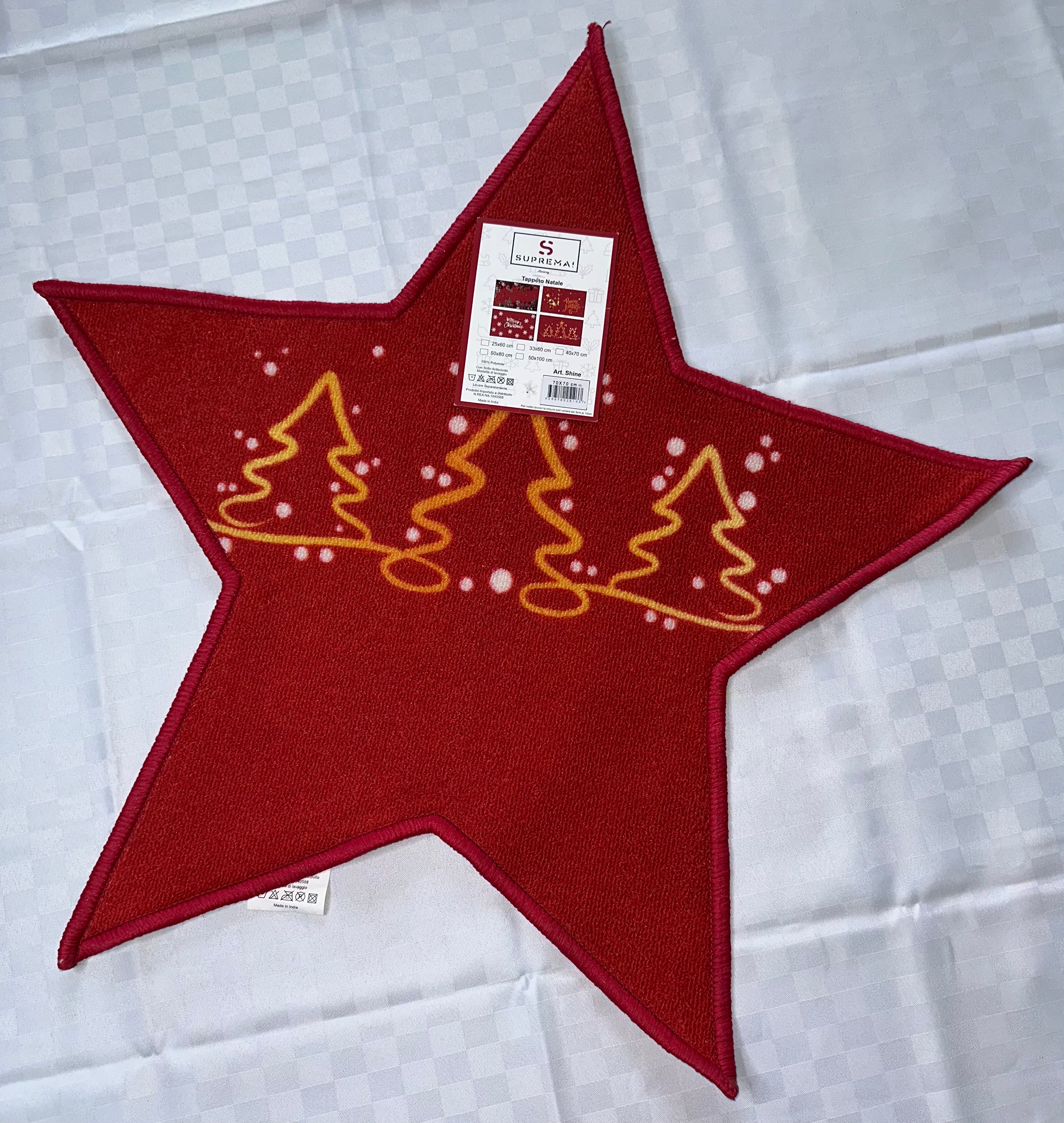 TAPPETO NATALIZIO ANTISCIVOLO A FORMA DI STELLA 70x70cm