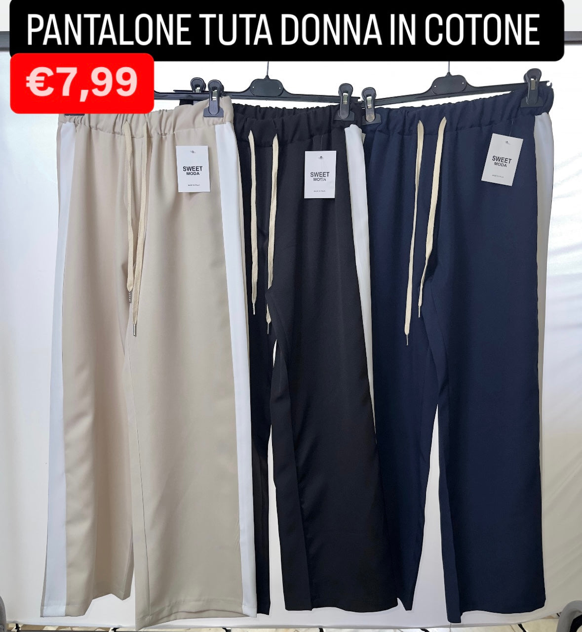 PANTALONE TUTA DONNA IN COTONE Taglia unica