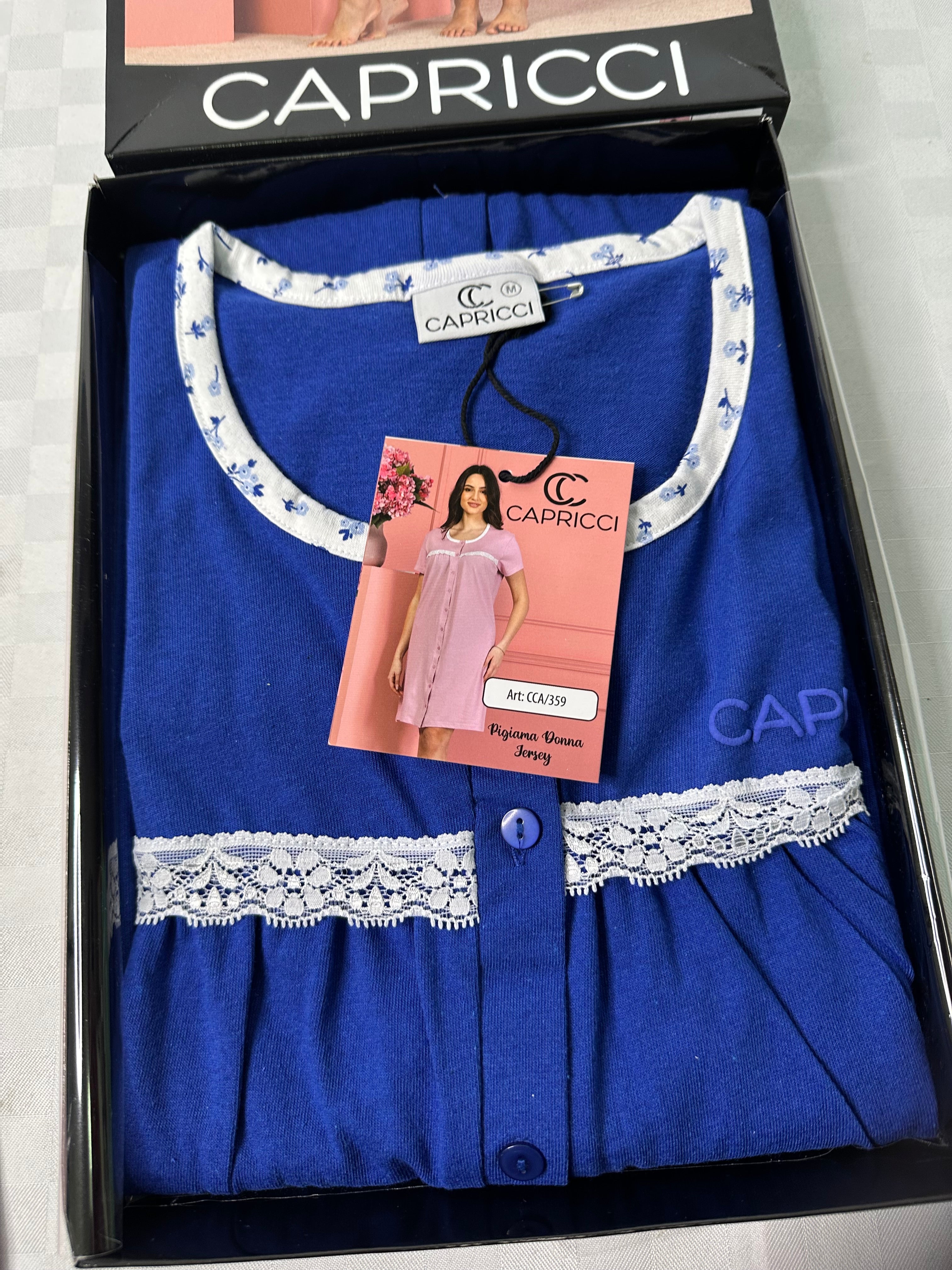 CAMICIA DA NOTTE MEZZA MANICA APERTA AVANTI CON BOTTONI IN 100% COTONE
