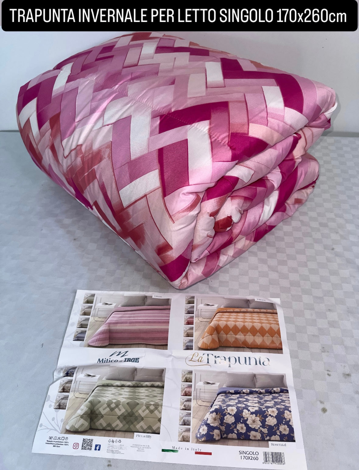 TRAPUNTA INVERNALE PER LETTO SINGOLO 170x250cm