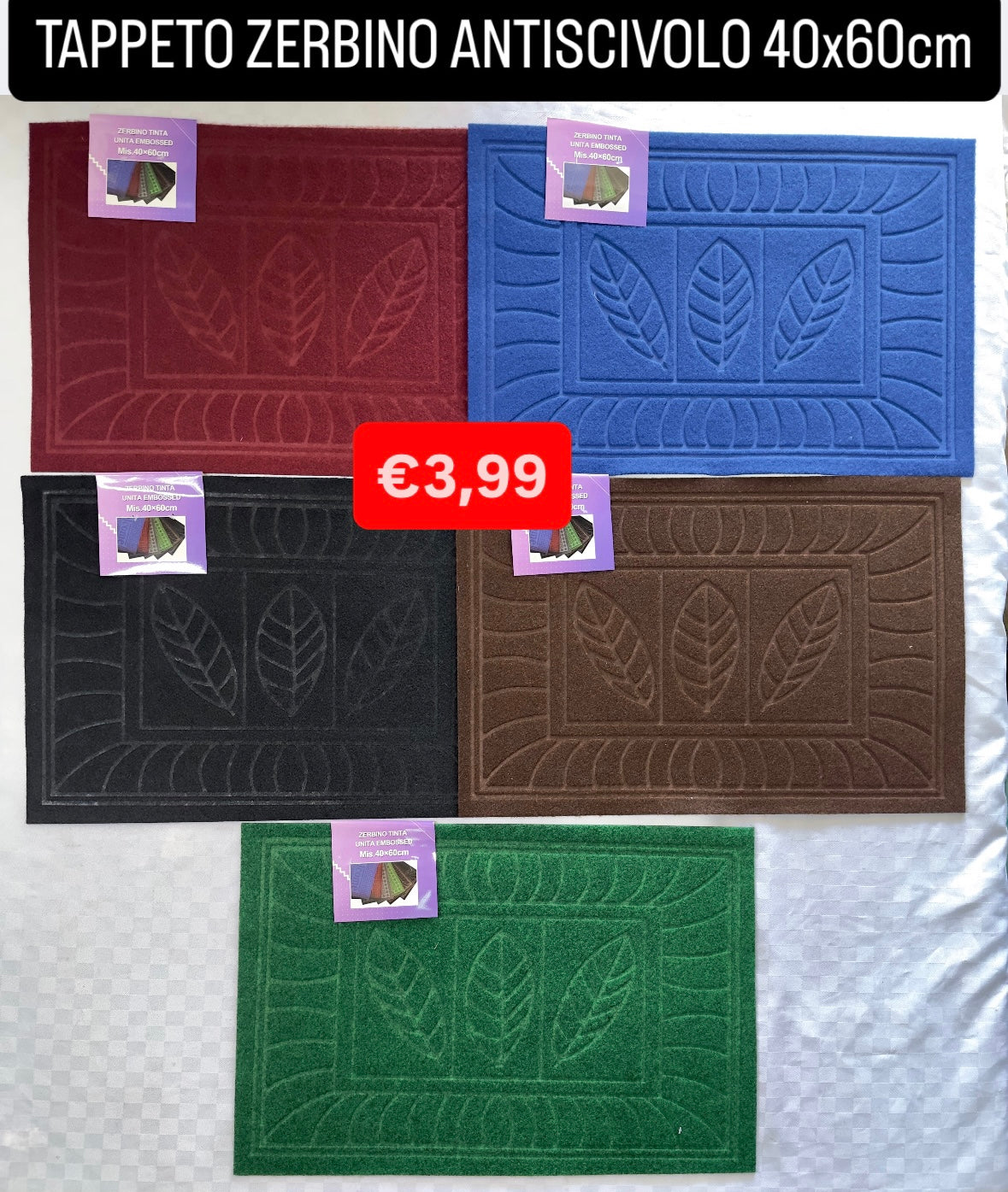 TAPPETO ZERBINO 40x60cm ANTISCIVOLO