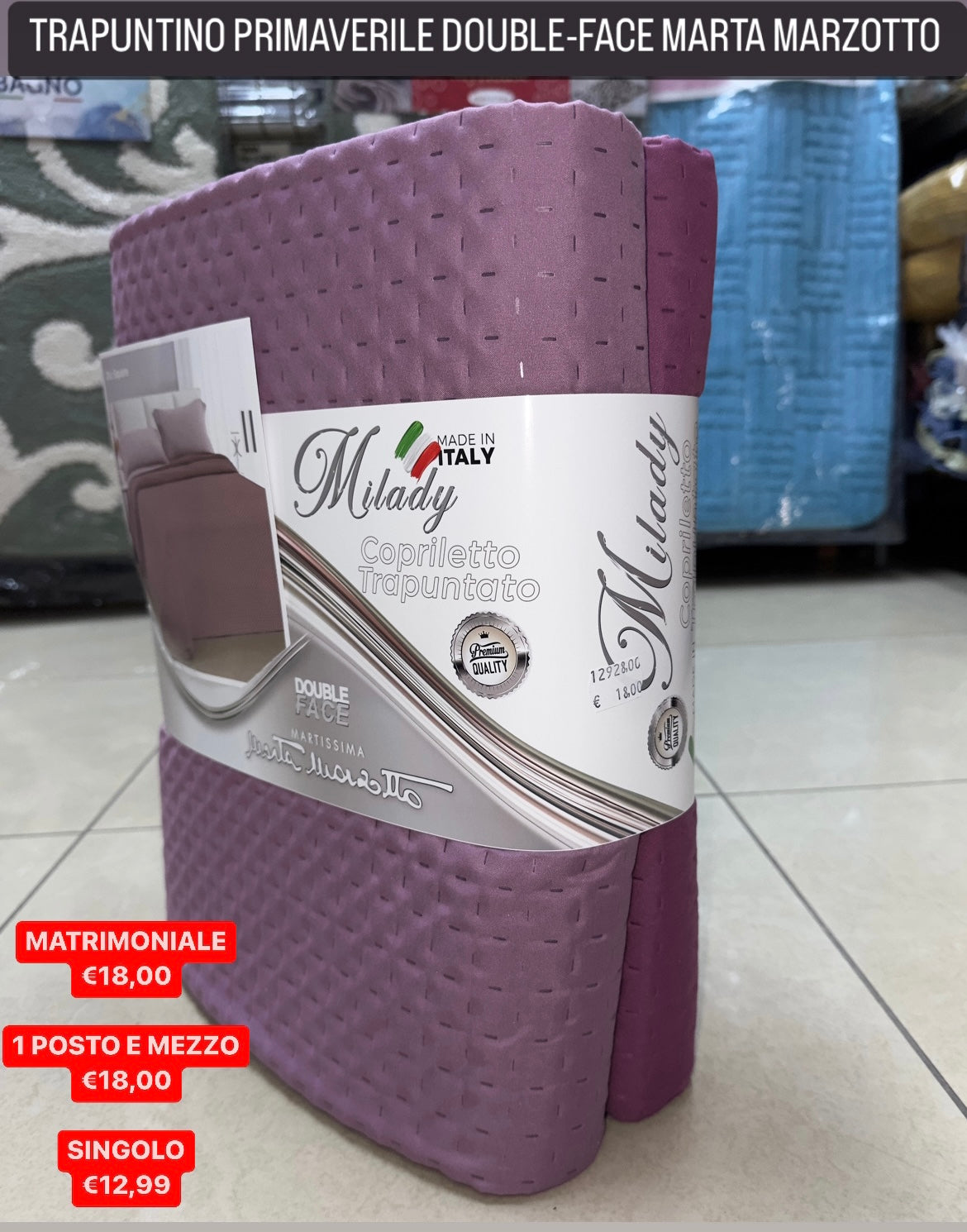 TRAPUNTINO COPRILETTO PRIMAVERILE MARTA MARZOTTO Matrimoniale Singolo e 1 Posto e mezzo.