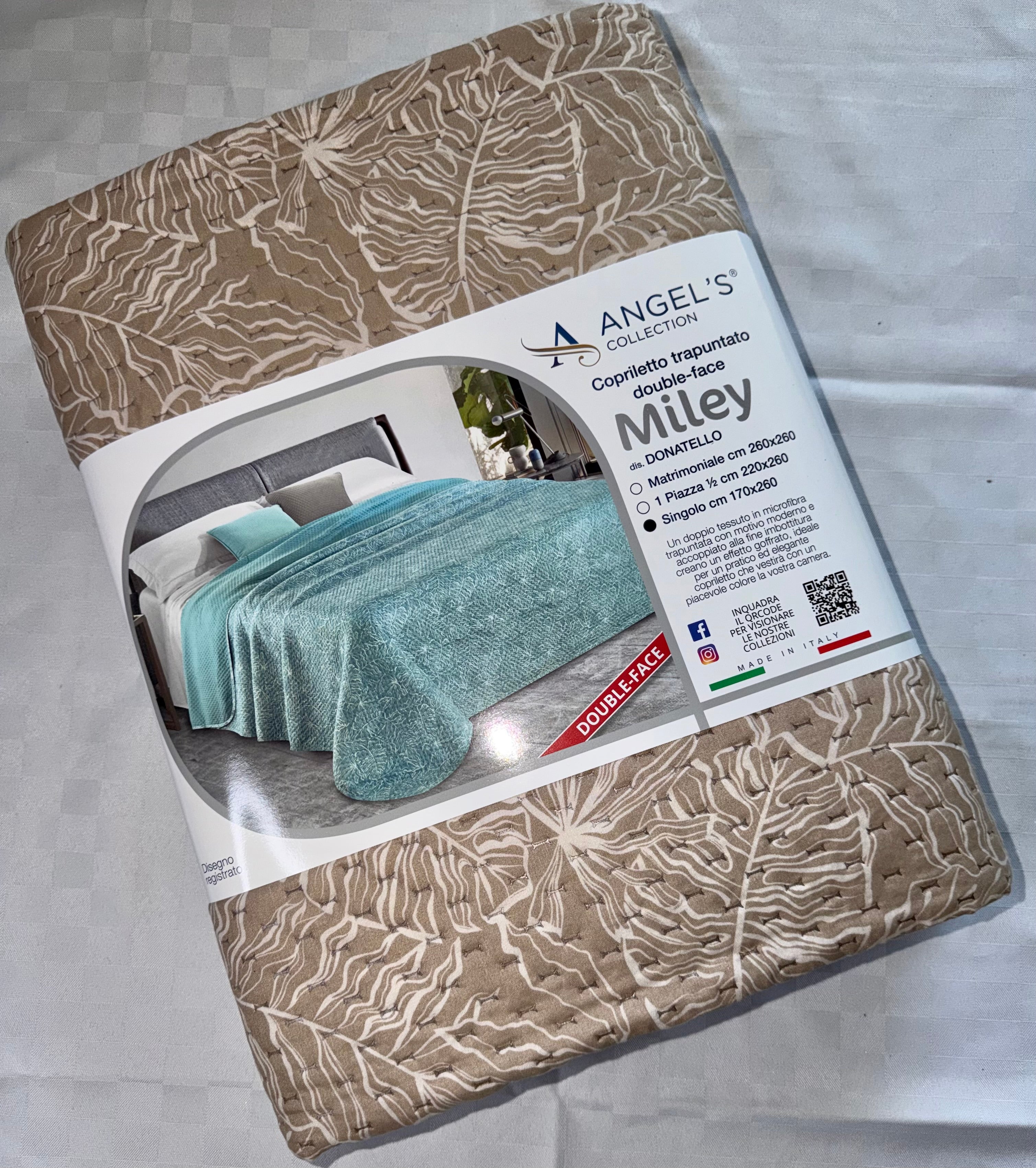 COPRILETTO ESTIVO PER LETTO SINGOLO misura 170x260cm DOUBLE-FACE (Fantasia e Tinta unita)