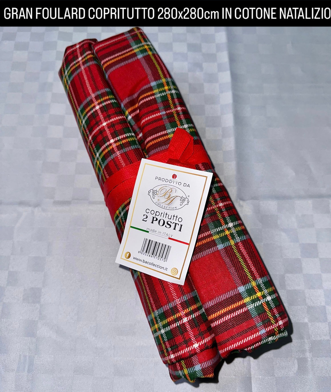 GRAN FOULARD COPRITUTTO 280x280cm IN COTONE NATALIZIO