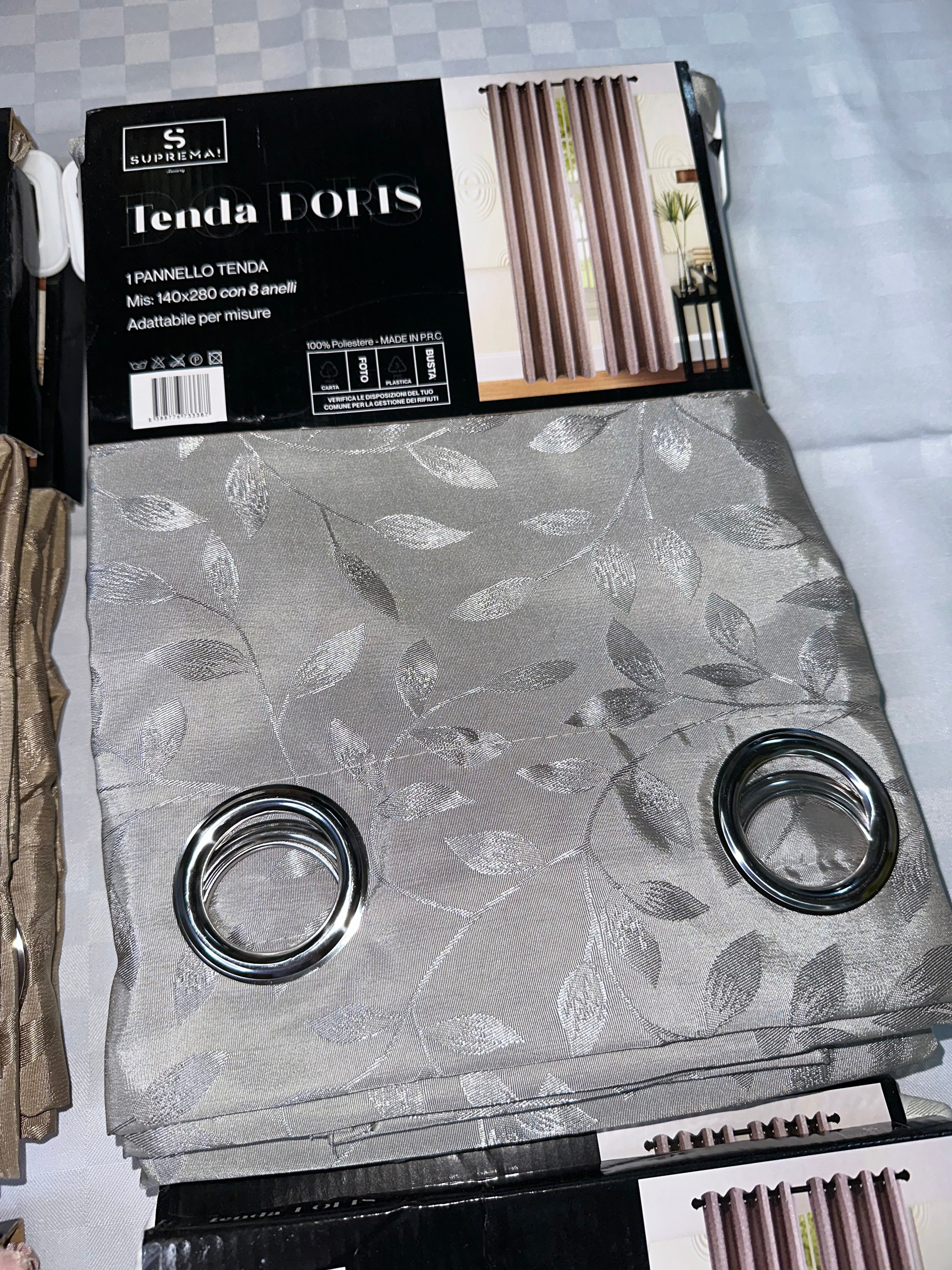 COPPIA DI TENDE PER INTERNI TESSUTO COPRENTE CONFEZIONE DA 2 TELI (OGNI TELO MISURA 140x280cm)art.Doris