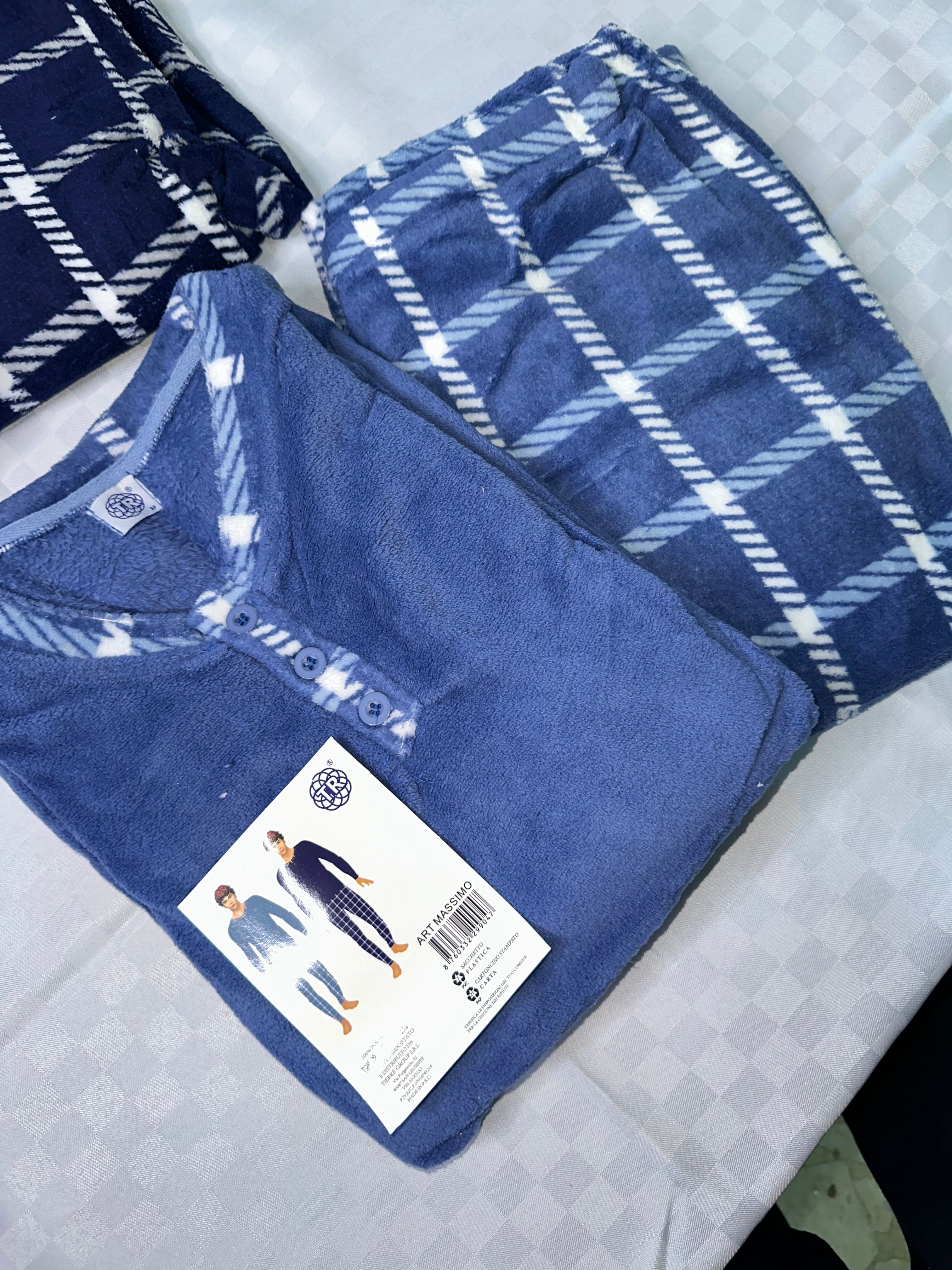 PIGIAMA UOMO IN MORBIDO PILE Manica lunga e Pantalone lungo