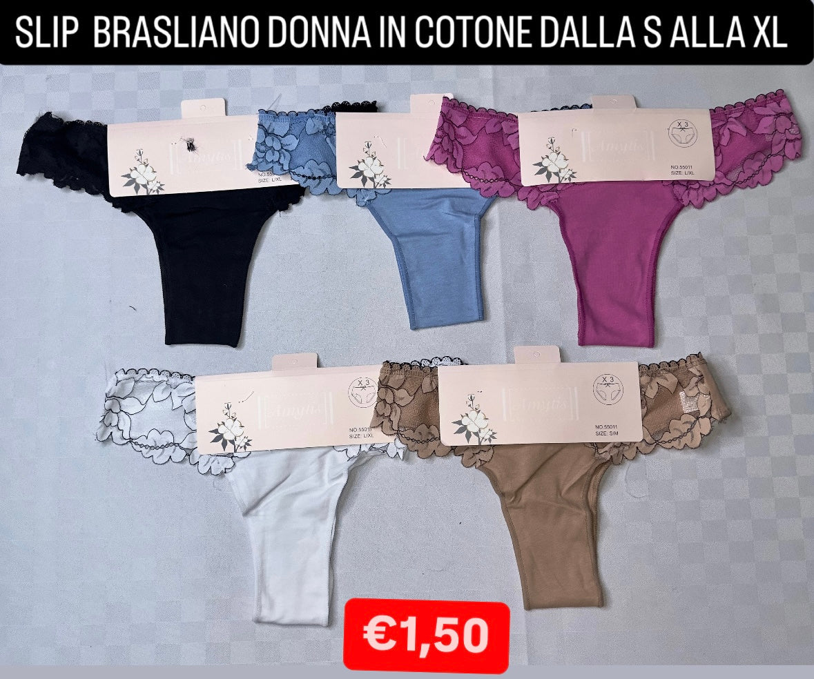 SLIP BRASLIANO DONNA IN COTONE DALLA S ALLA XL
