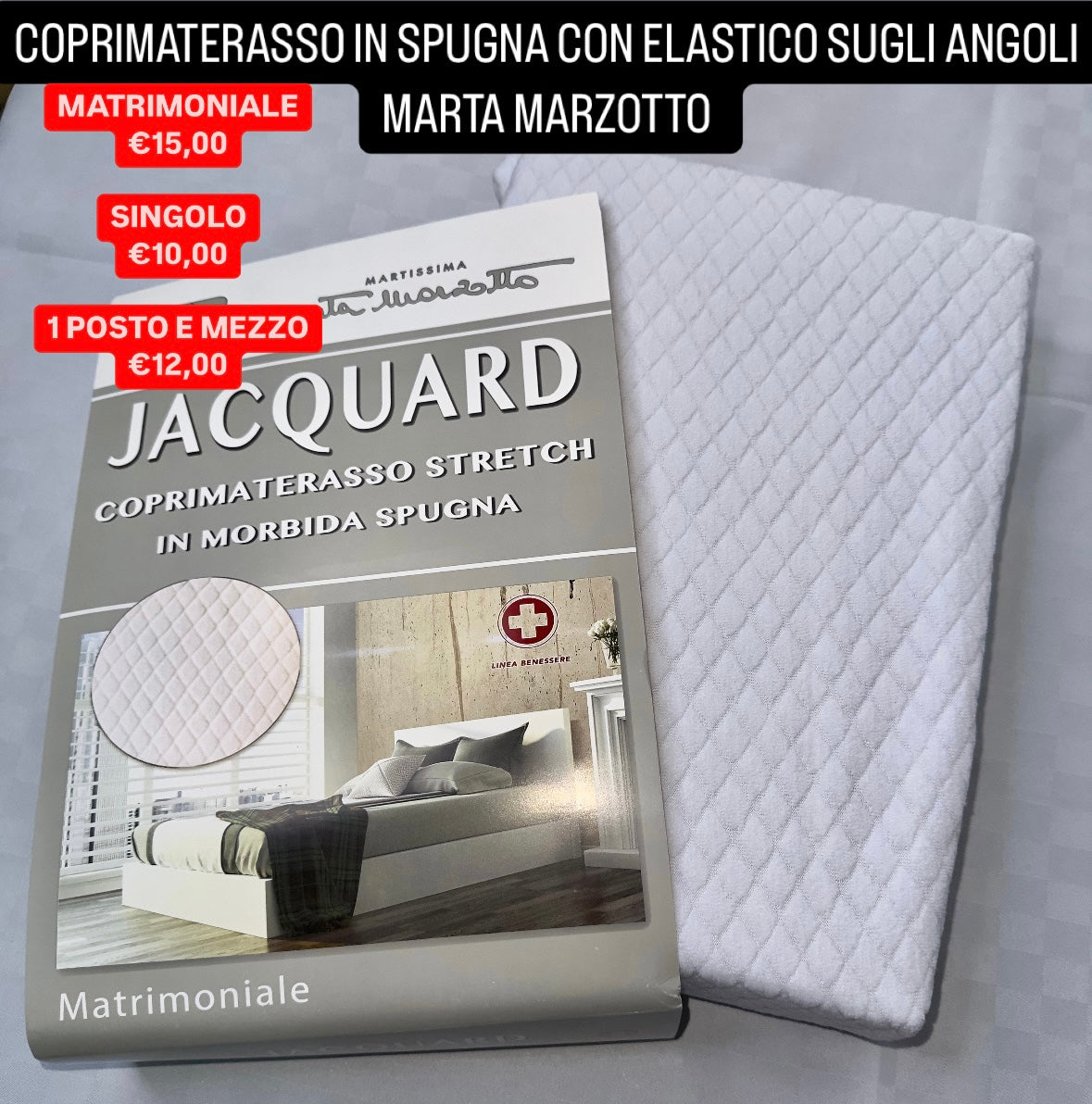 COPRIMATERASSO IN SPUGNA CON ELASTICO SUGLI ANGOLI Matrimoniale, Singolo e 1 Posto e mezzo MARTA MARZOTTO art.Innovation