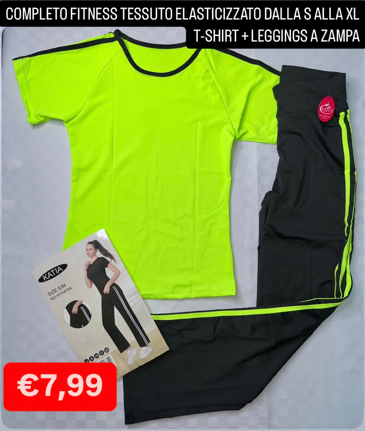 COMPLETO FITNESS T-SHIRT + LEGGINGS TESSUTO ELASTICIZZATO