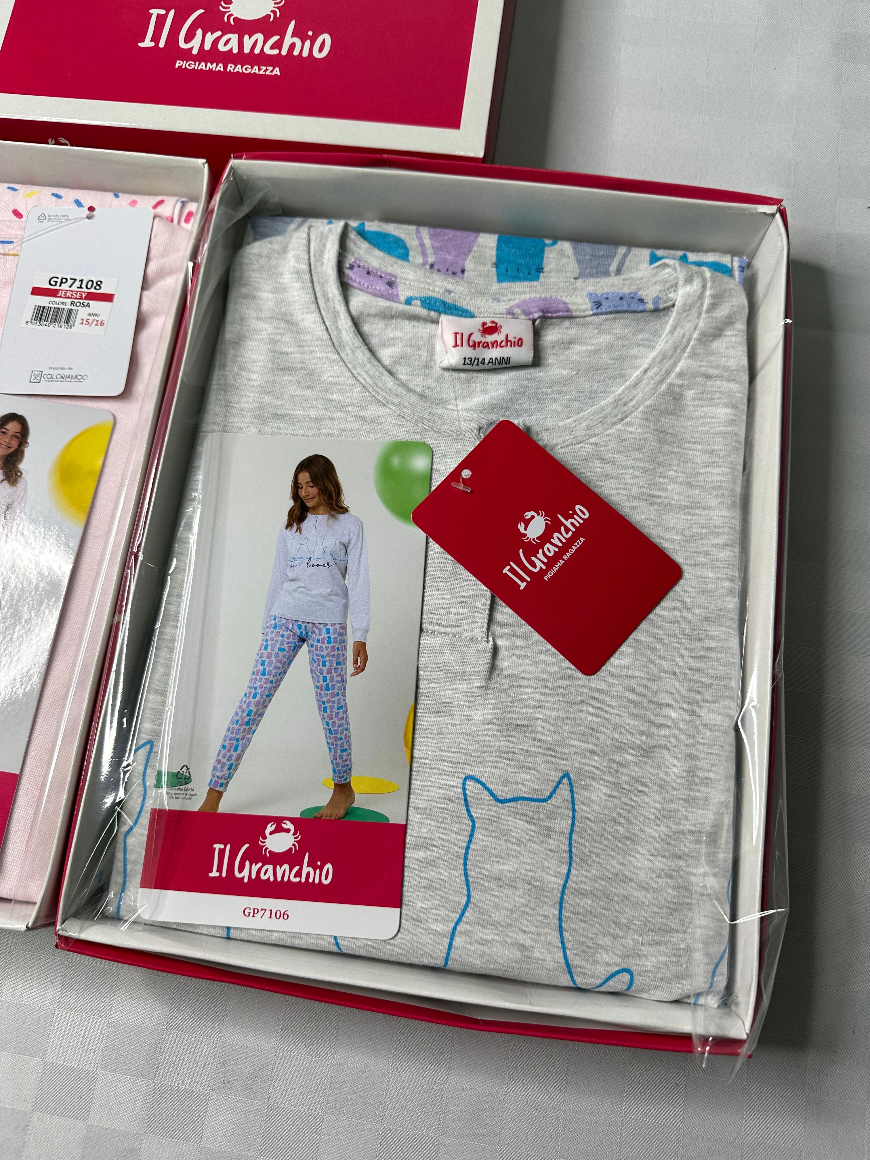 PIGIAMA RAGAZZA IN COTONE 100% Manica lunga e Pantalone lungo.