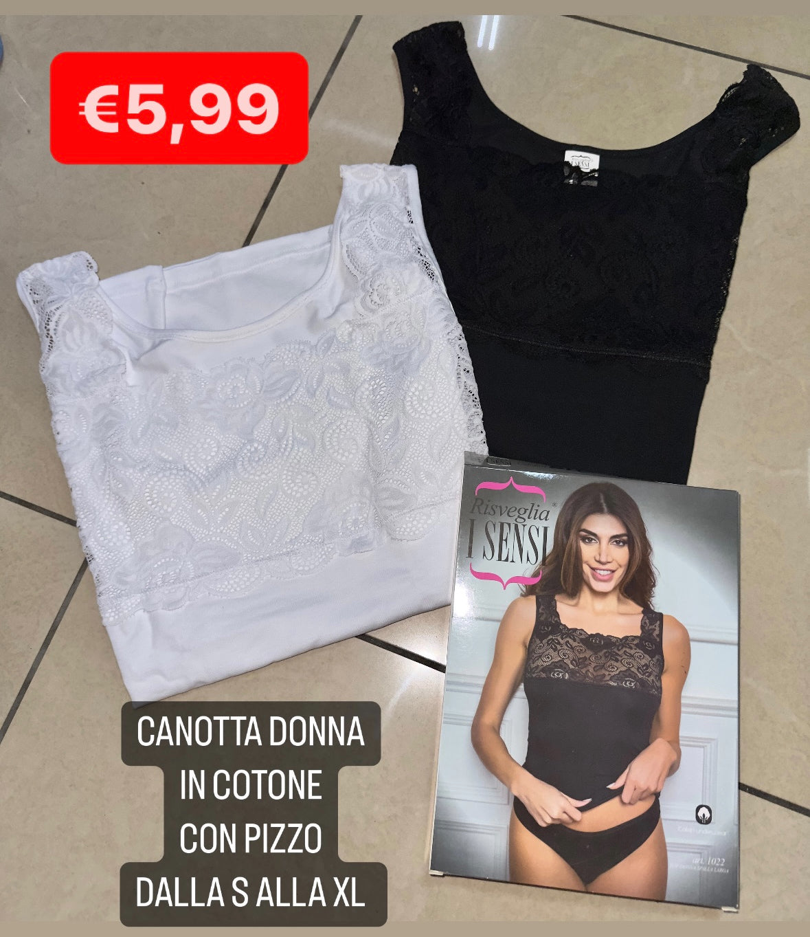 CANOTTA SOTTOGIACCA CON PIZZO IN COTONE SPALLA LARGA Sensi