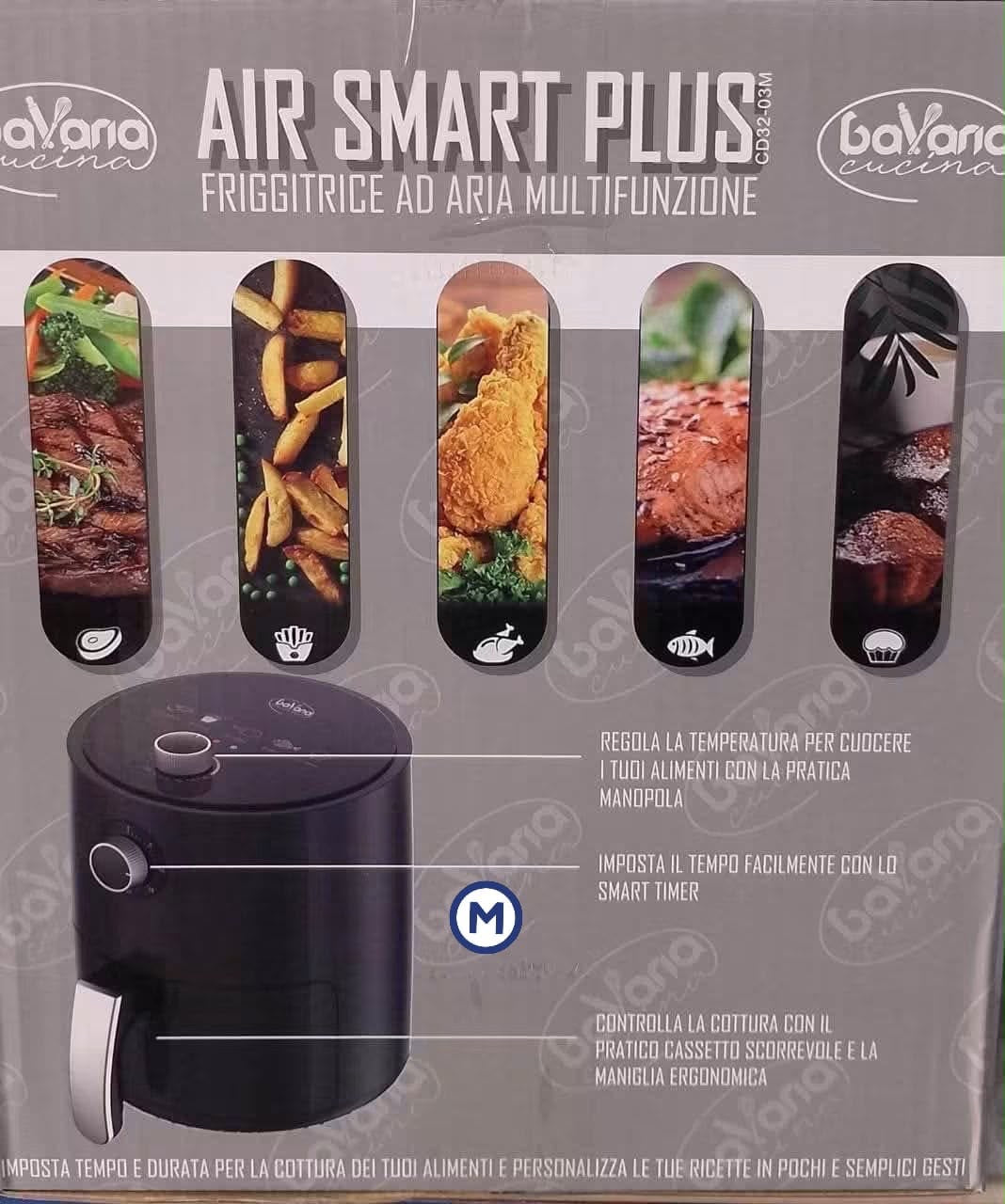 FRIGGITRICE AD ARIA capienza di 6 LITRI con diverse modalità di cottura (POTENZA 1200W)