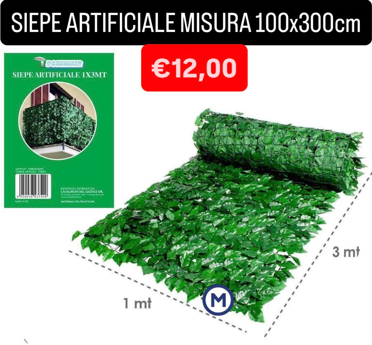 SIEPE ARTIFICIALE misura 100x300cm