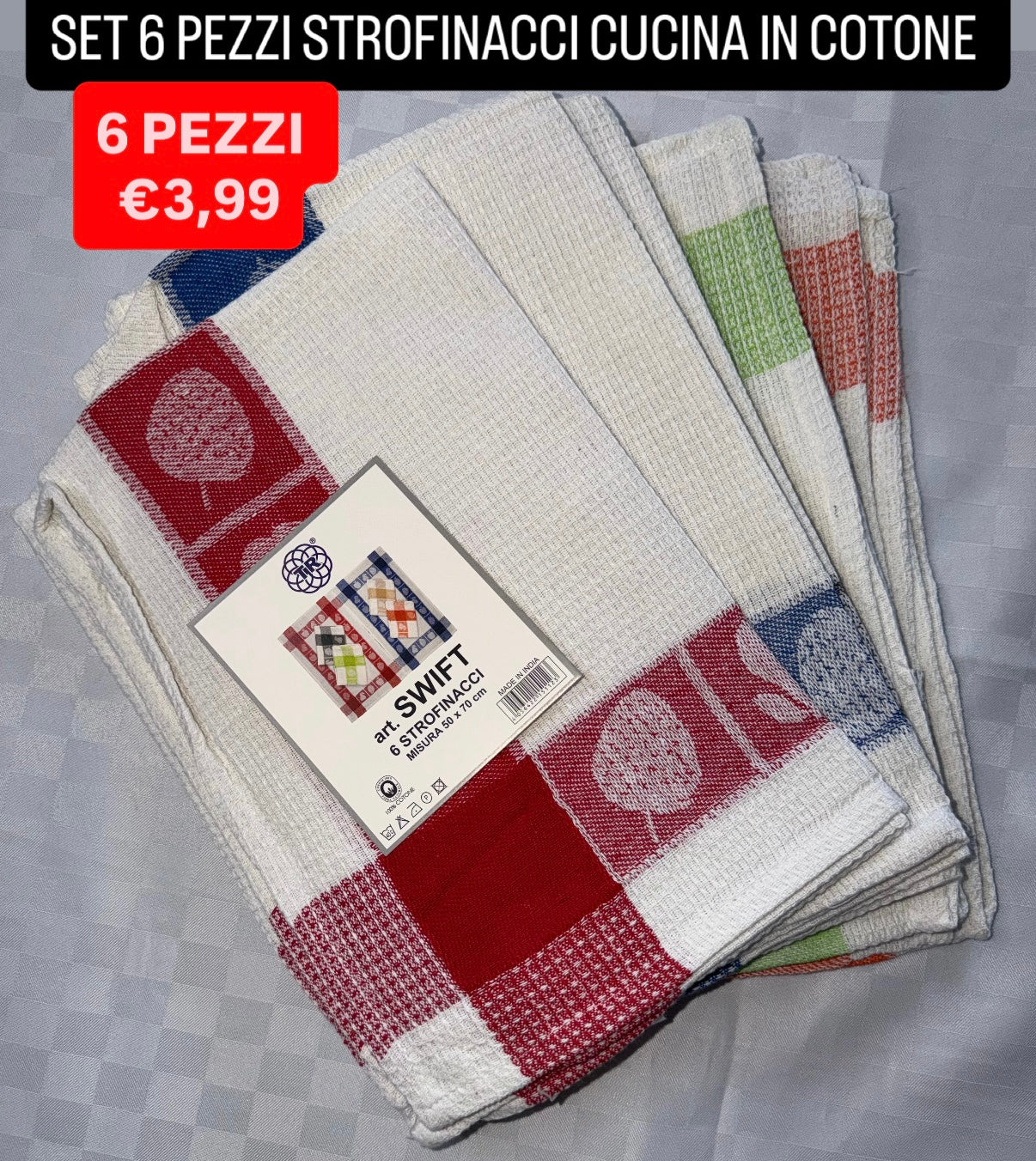 STROFINACCI CUCINA CONFEZIONE DA 6 PEZZI IN COTONE