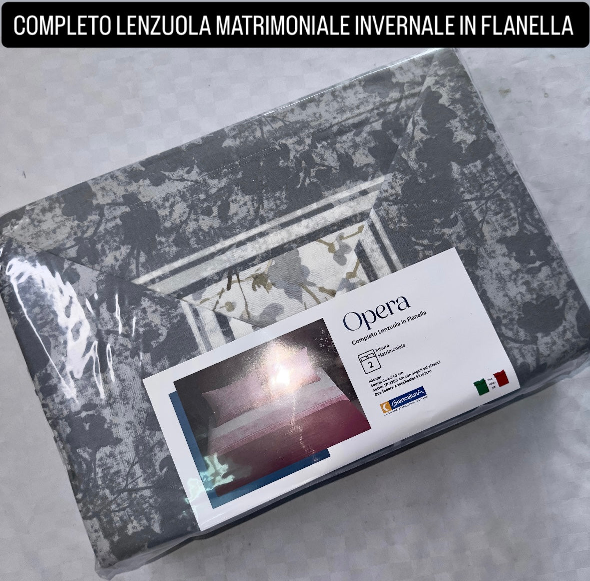 COMPLETO LENZUOLA MATRIMONIALE IN FLANELLA Lenzuolo sopra,Lenzuolo sotto con angoli e due federe