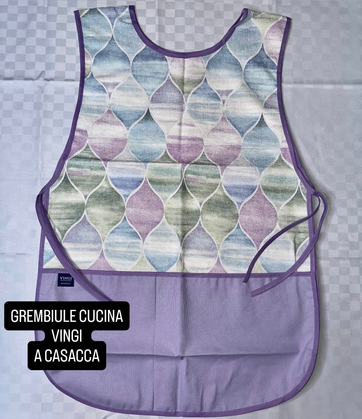 GREMBIULE CUCINA A CASACCA VINGI CON LACCI IN COTONE