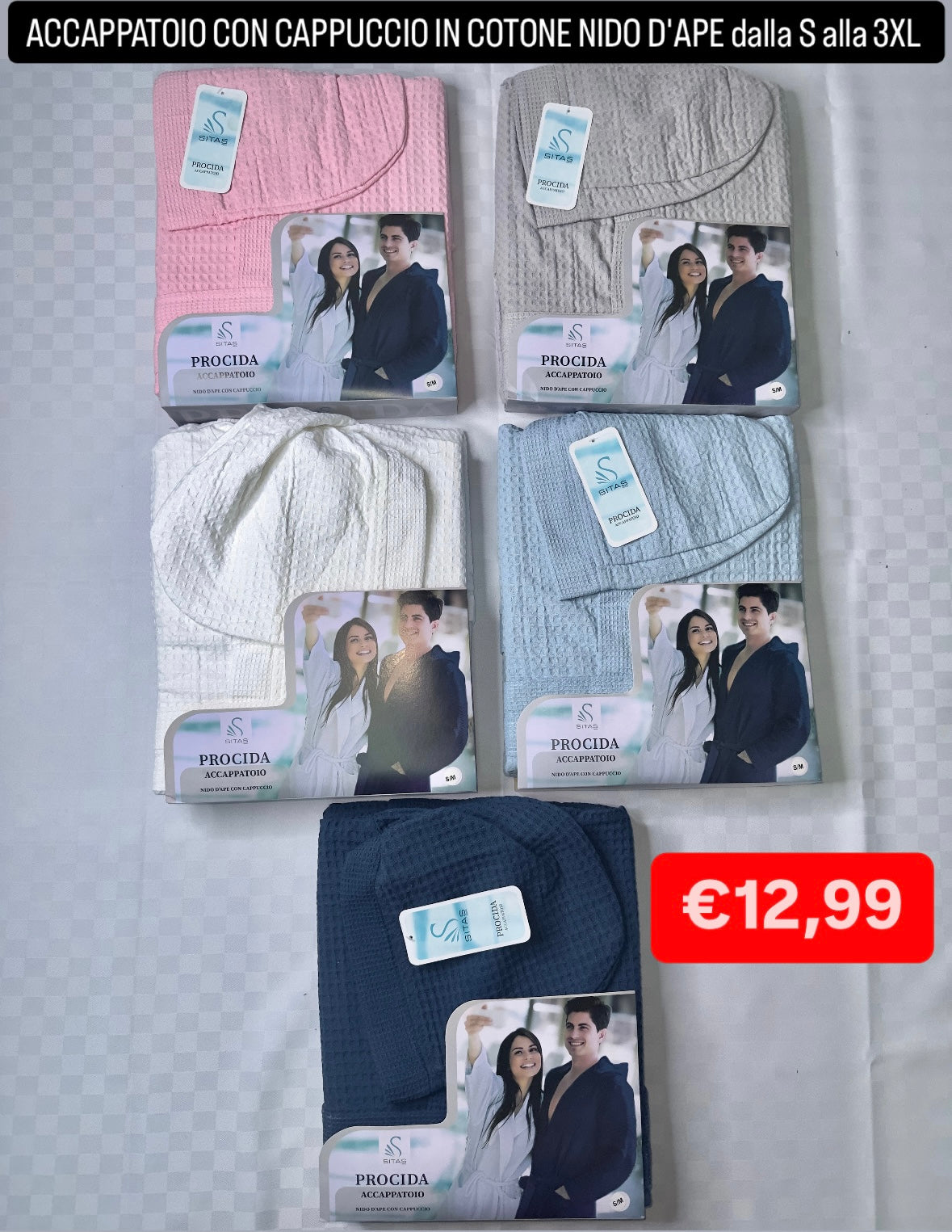 ACCAPPATOIO IN COTONE NIDO D'APE UOMO E DONNA SITAS