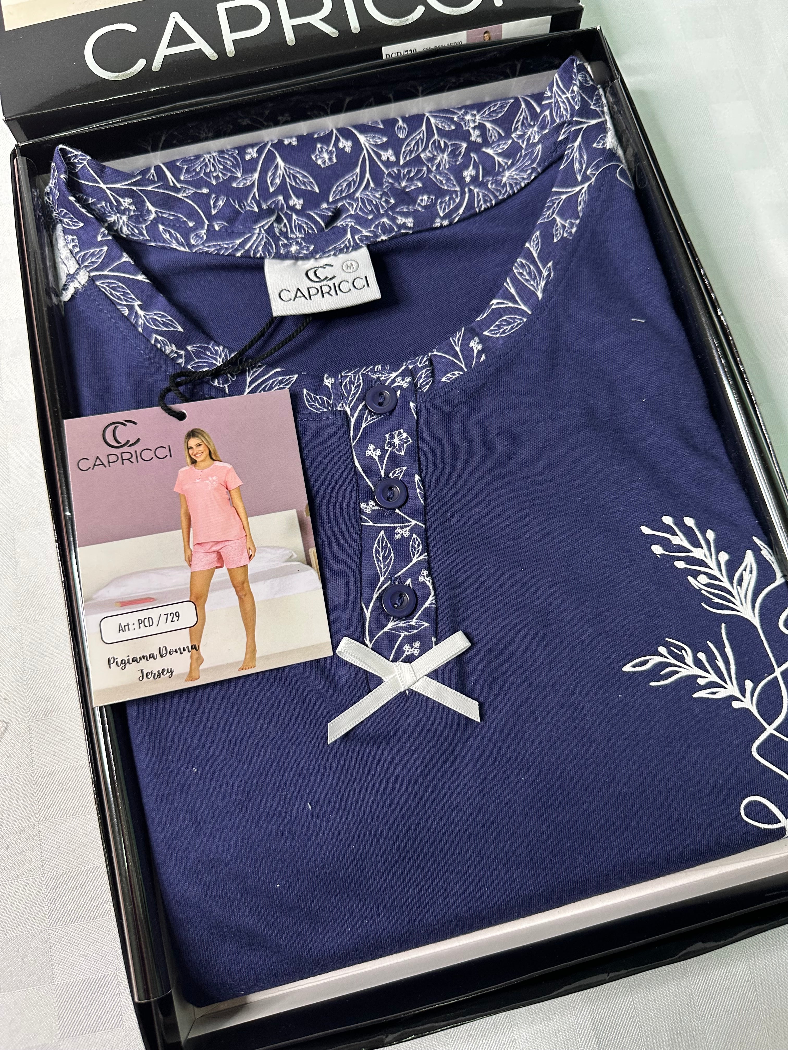 PIGIAMA DONNA IN COTONE 100% MEZZA MANICA E PANTALONCINO