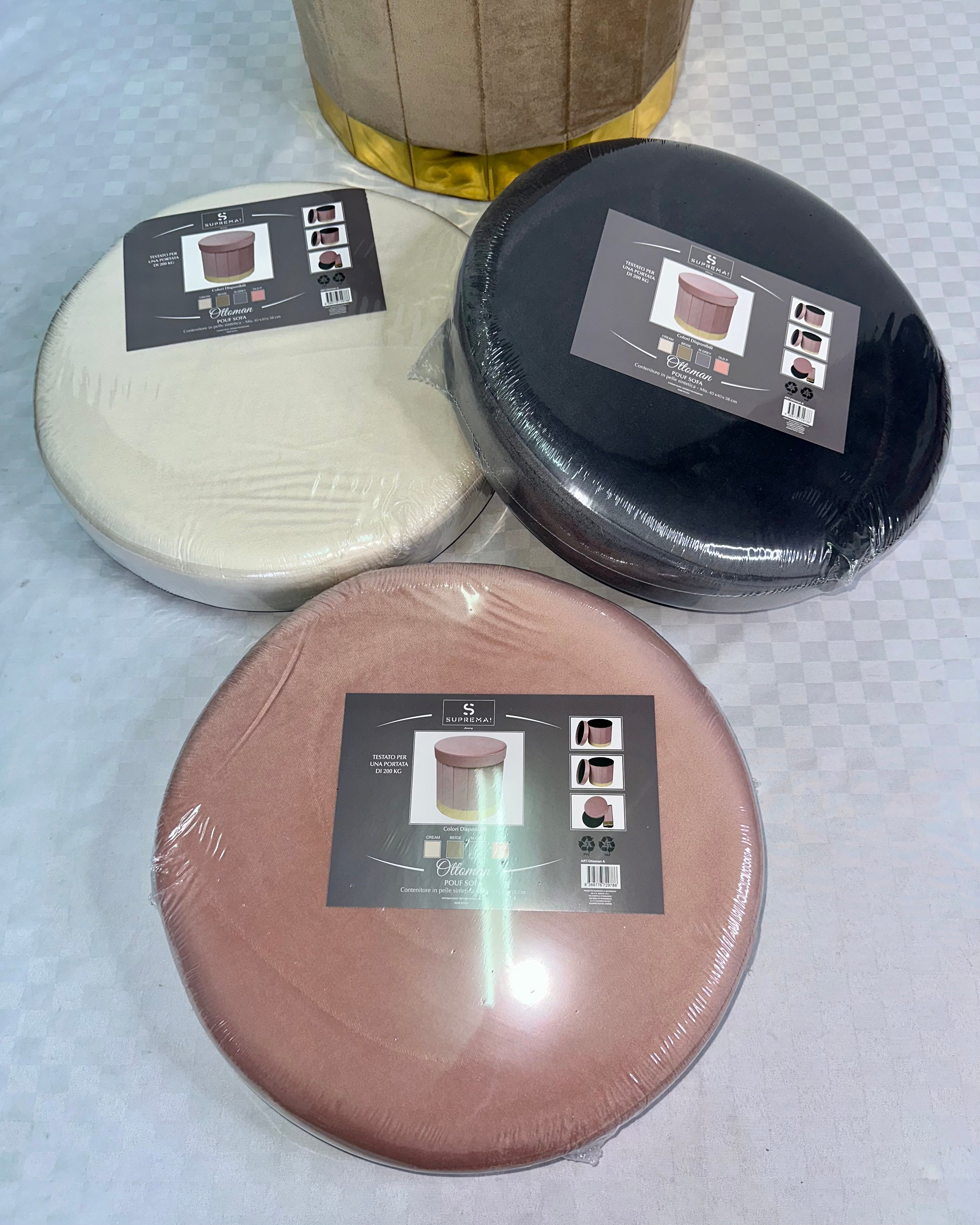 POUF CONTENITORE A ROTONDO IN VELLUTO 40x40cm