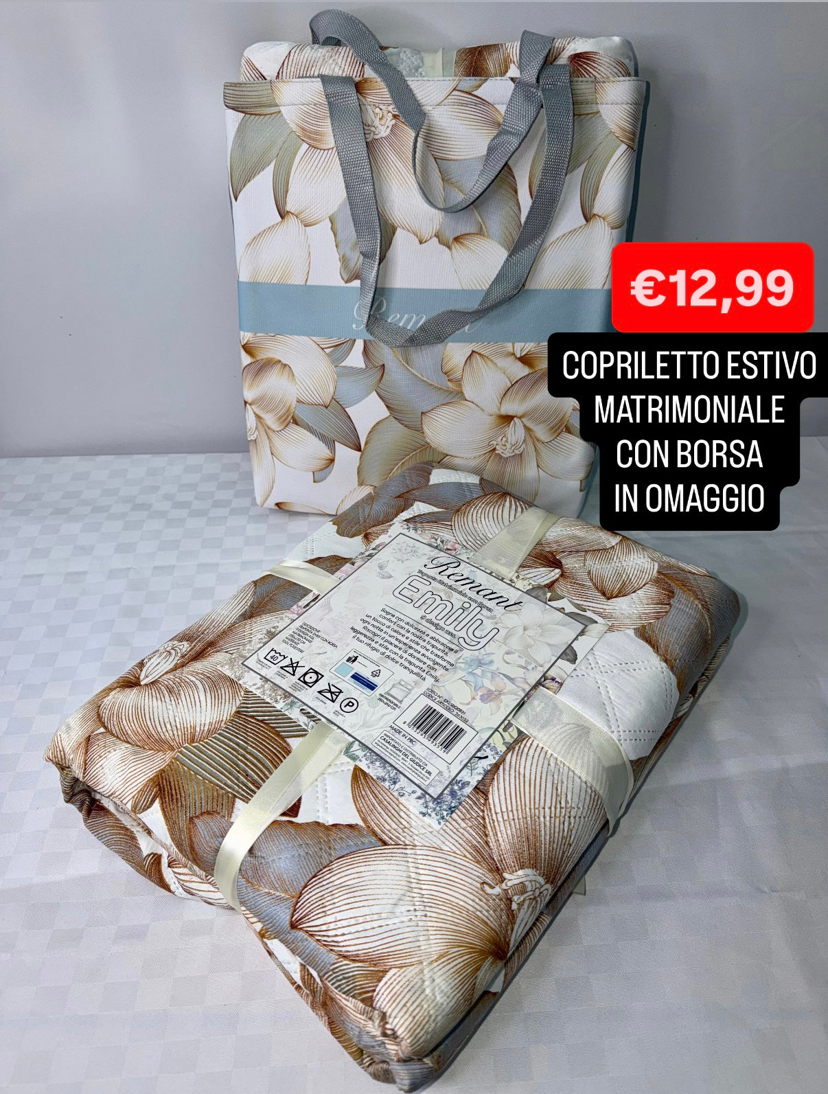 COPRILETTO ESTIVO MATRIMONIALE misura 250x260cm CON BORSA IN OMAGGIO