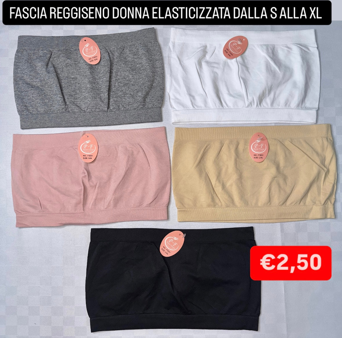 FASCIA REGGISENO DONNA ELASTICIZZATA DALLA S ALLA XL