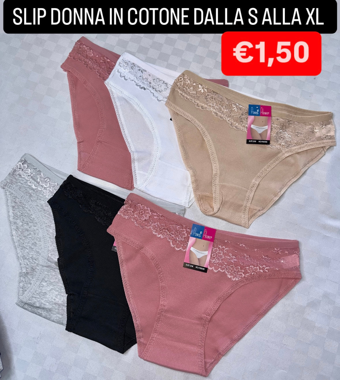 SLIP DONNA IN COTONE CON PIZZO