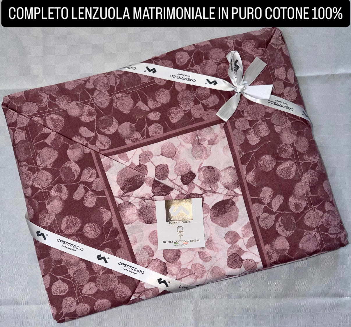 COMPLETO LENZUOLA MATRIMONIALE IN 100% COTONE , contiene Lenzuolo sopra, Lenzuolo sotto con angoli e due Federe