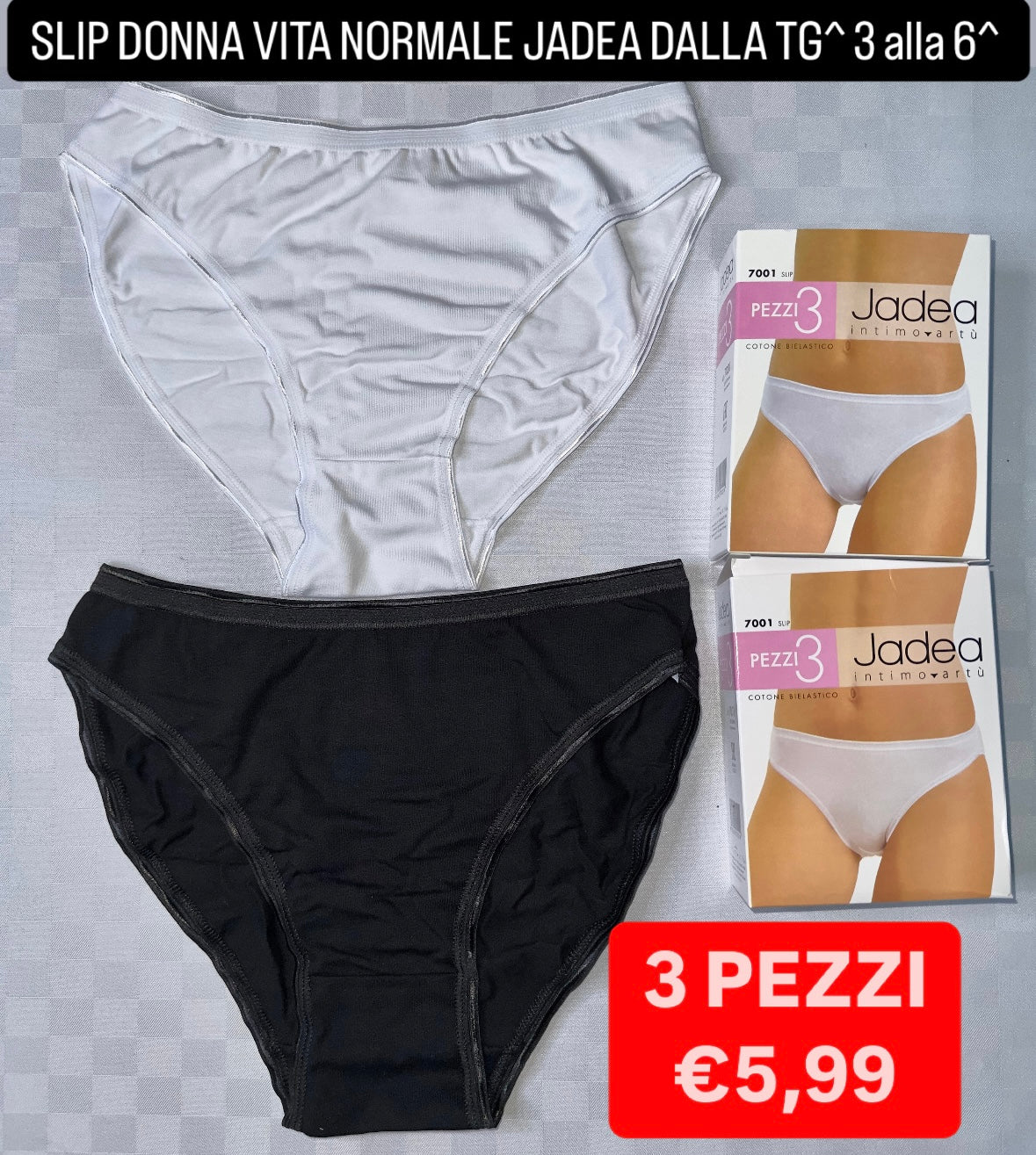 SLIP VITA NORMALE JADEA in 100% COTONE CONFEZIONE DA 3 PEZZI