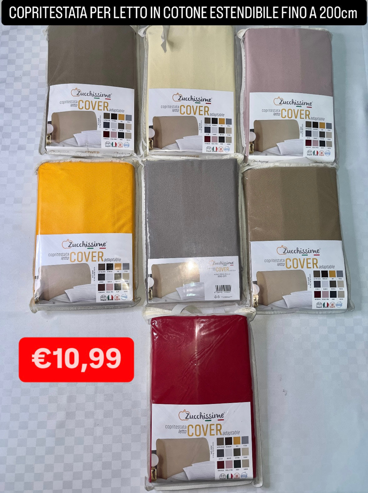 COPRITESTATA PER LETTO IN COTONE ESTENDIBILE FINO A 200cm