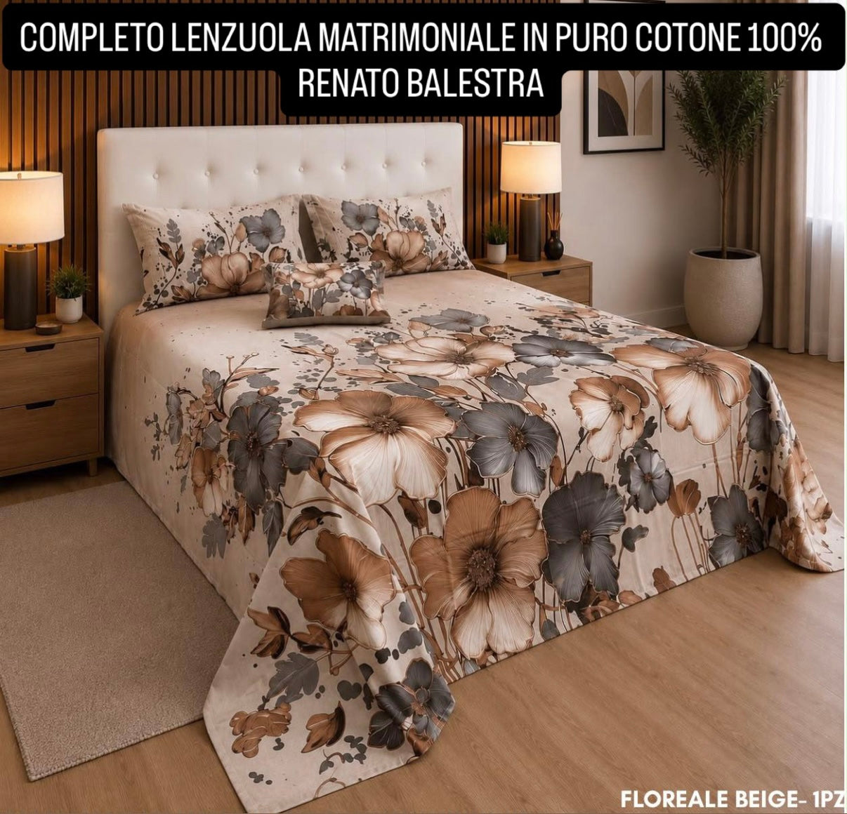 COMPLETO LENZUOLA MATRIMONIALE IN 100% PURO COTONE , contiene Lenzuolo sopra, Lenzuolo sotto con angoli e due Federe