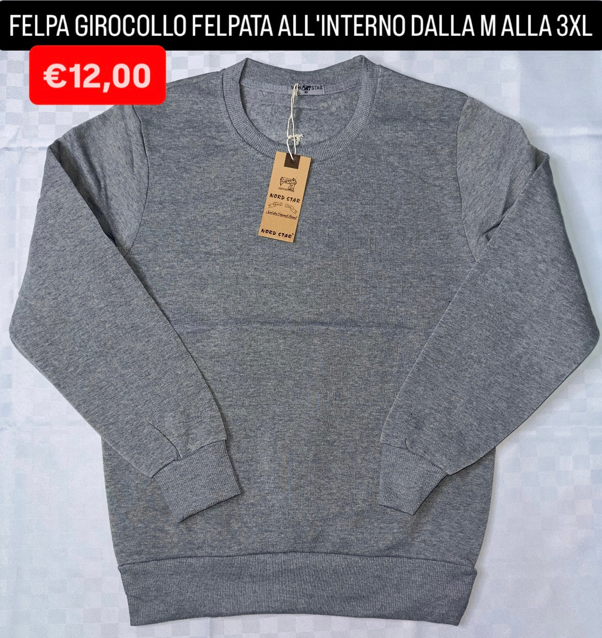 FELPA GIROCOLLO FELPATA ALL'INTERNO